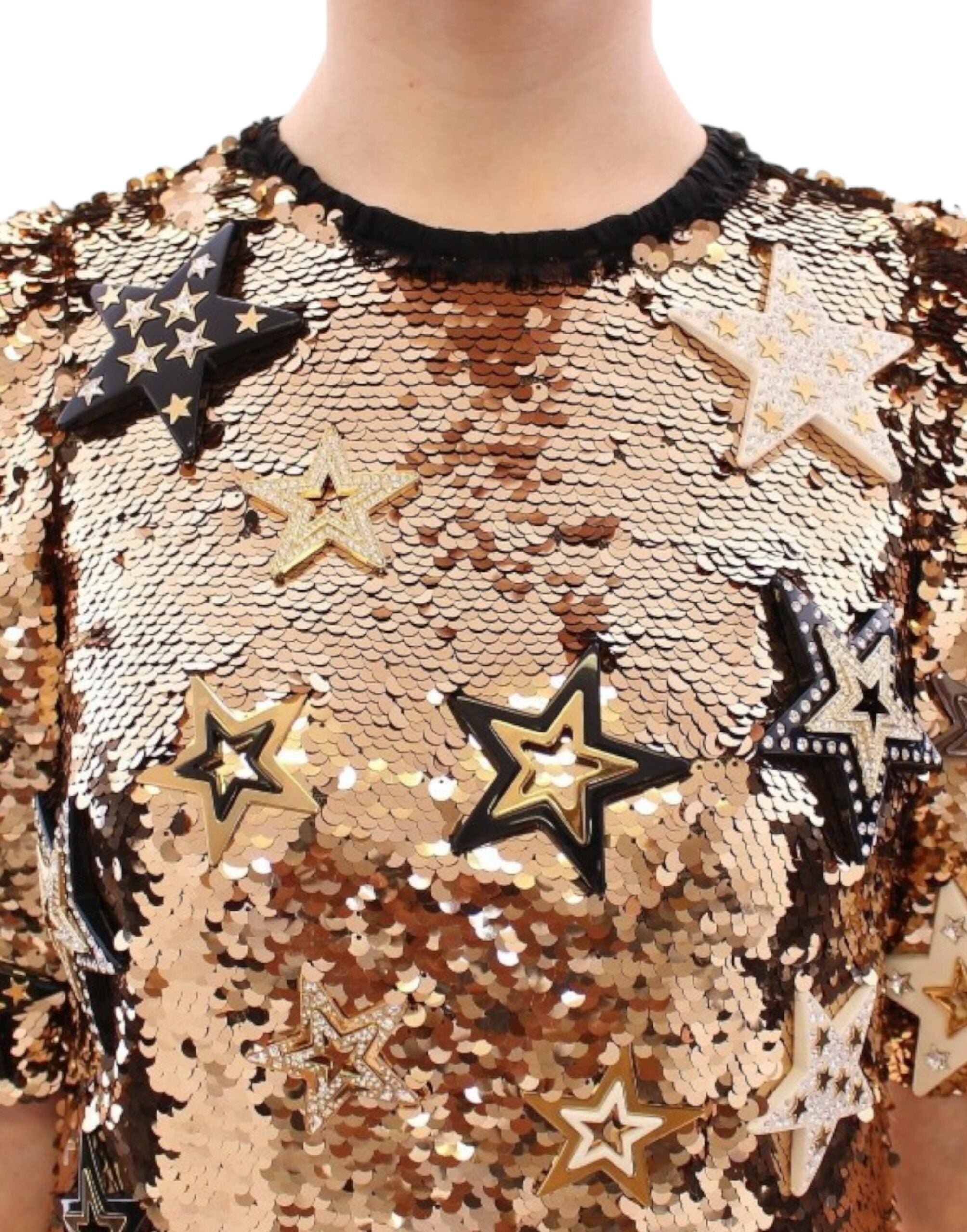 Dolce & Gabbana masterpiece: gold-colored dress with sequins and Swarovski crystals-4
