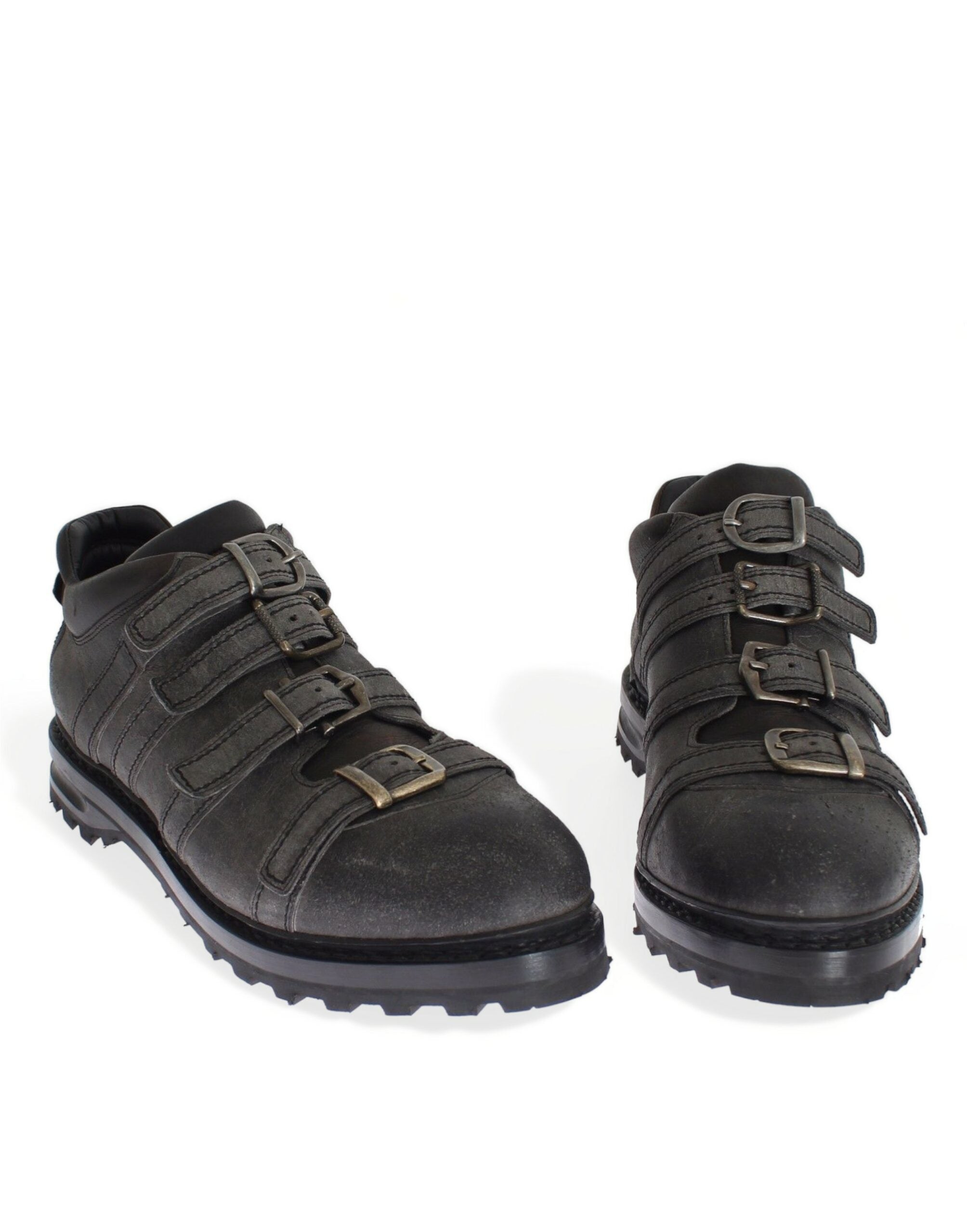 Dolce & Gabbana Grey Leather Ankle Strap Shoes Boots-2