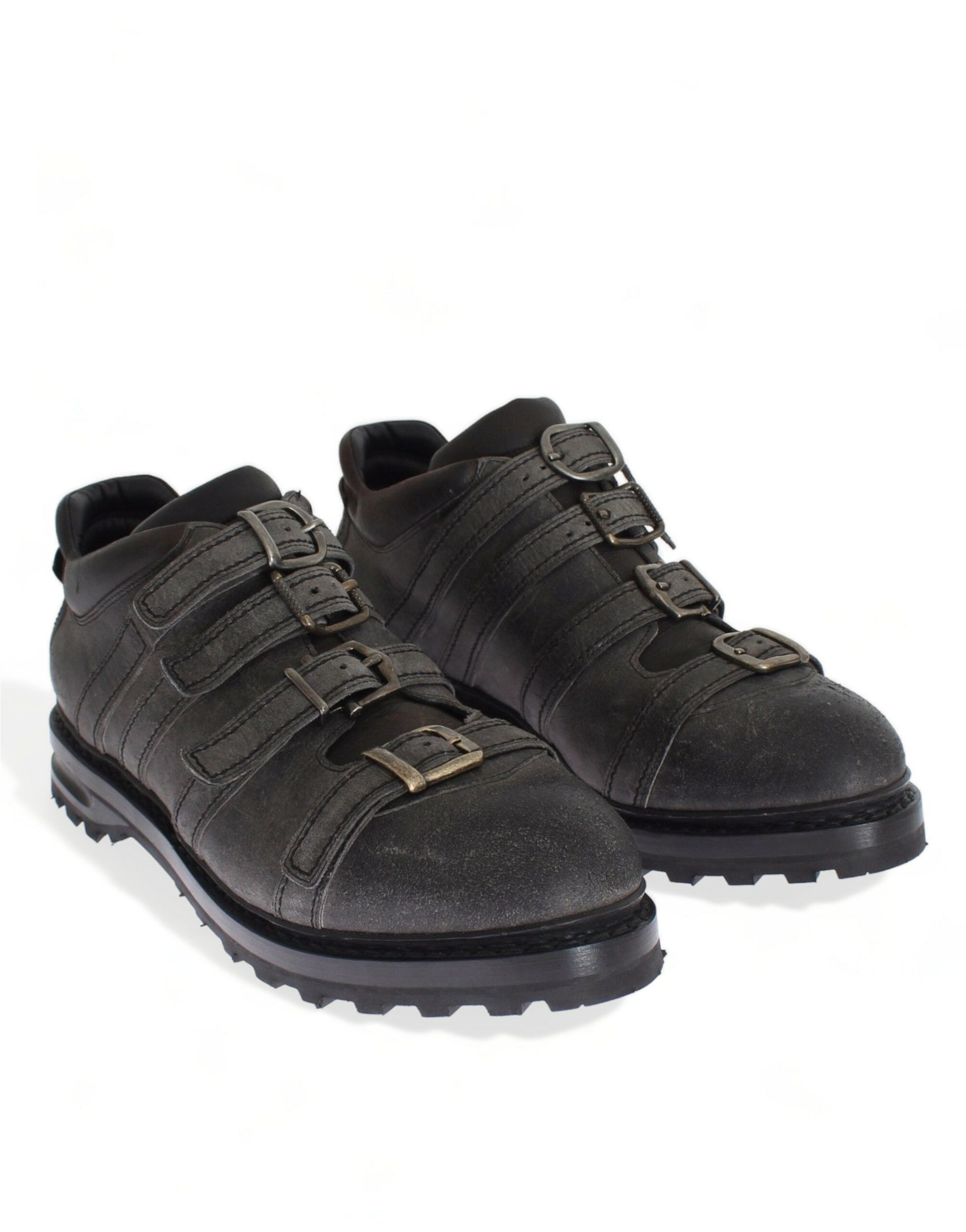 Dolce & Gabbana Grey Leather Ankle Strap Shoes Boots-3