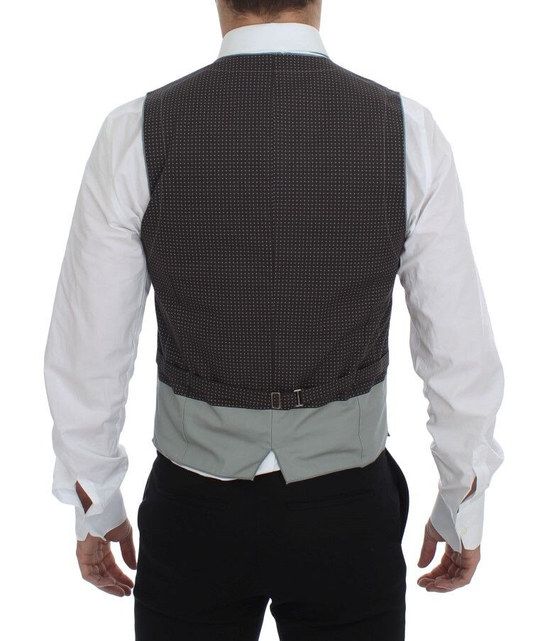 Dolce & Gabbana Graues gepunktetes Kleid Weste Gilet Weste-3
