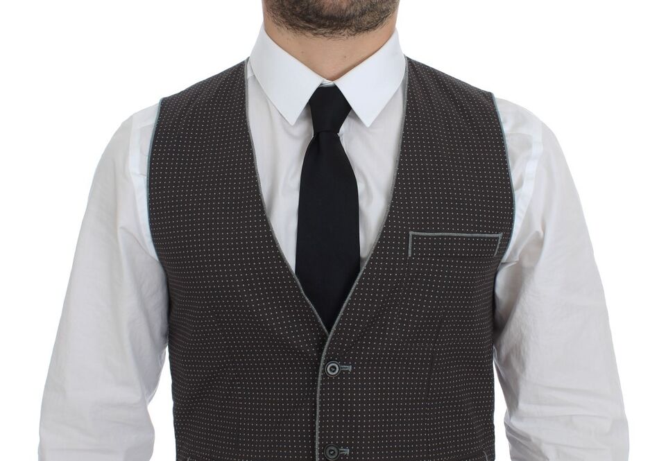Dolce & Gabbana Graues gepunktetes Kleid Weste Gilet Weste-2