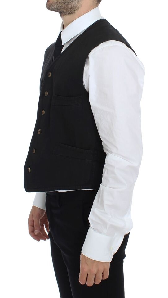 Chaleco de vestir de mezcla de algodón negro de Dolce & Gabbana-4