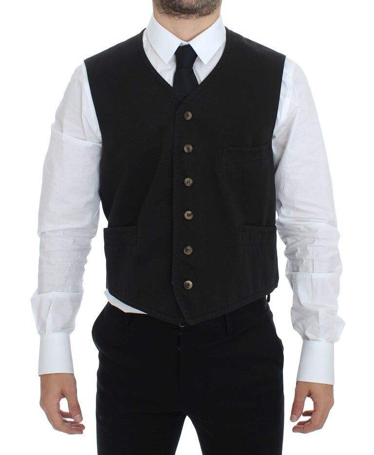 Chaleco de vestir de mezcla de algodón negro de Dolce & Gabbana-1