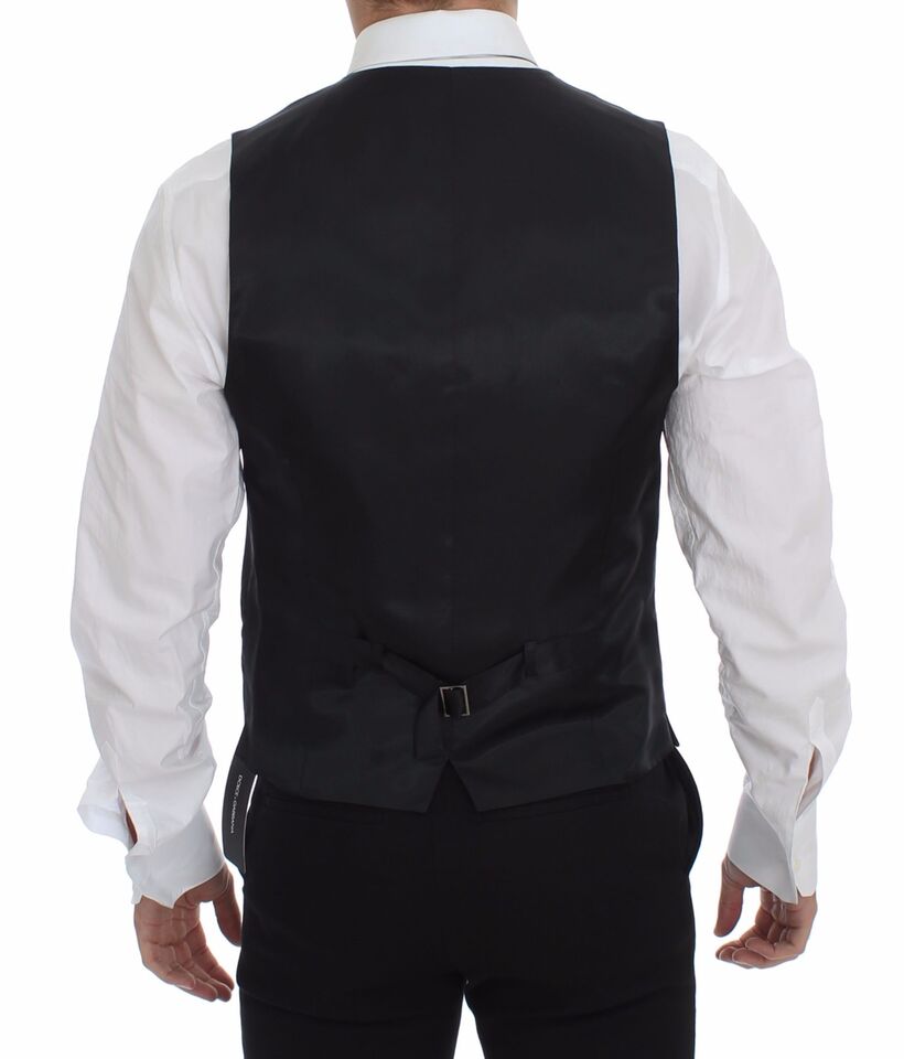 Dolce & Gabbana Grey Slim Fit Button Front Dress Formal Vest-3