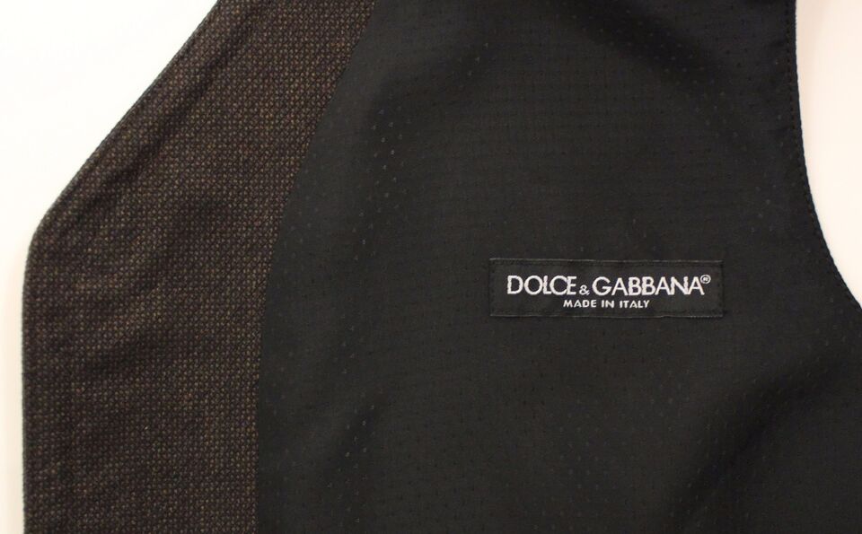 Dolce & Gabbana Brown Cotton Blend Dress Vest Gilet-3