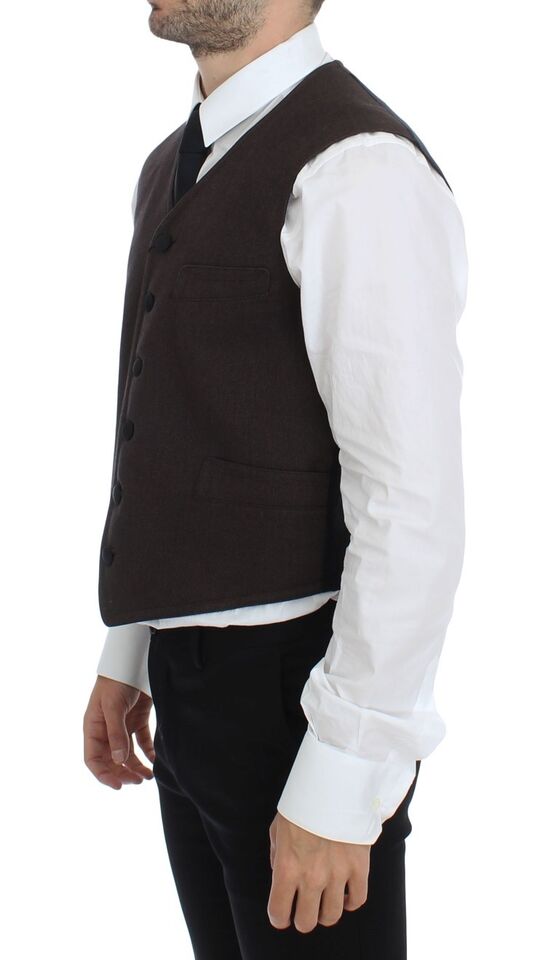 Dolce & Gabbana Brown Cotton Blend Dress Vest Gilet-7
