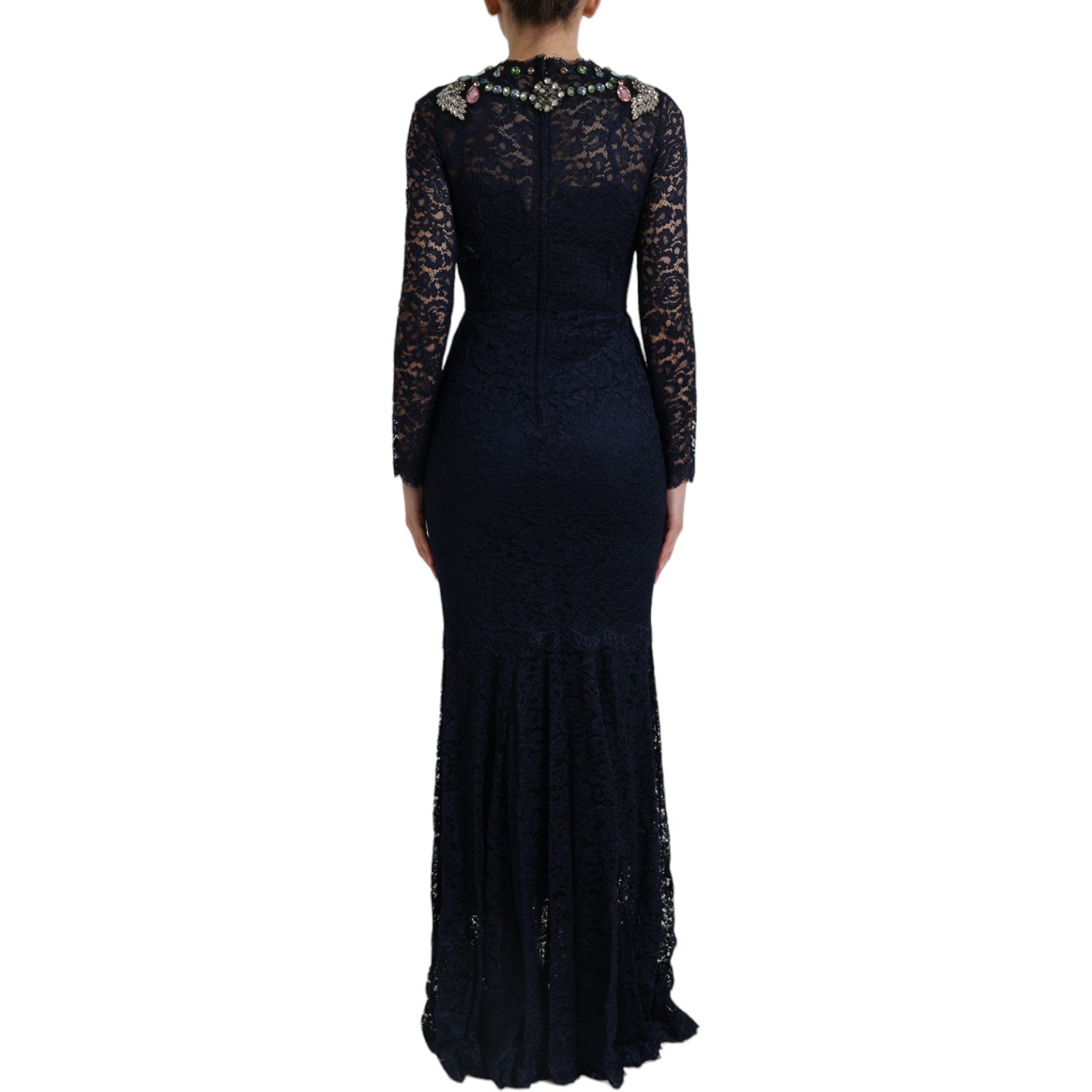 Dolce & Gabbana Blue floral lace dress with crystal-7
