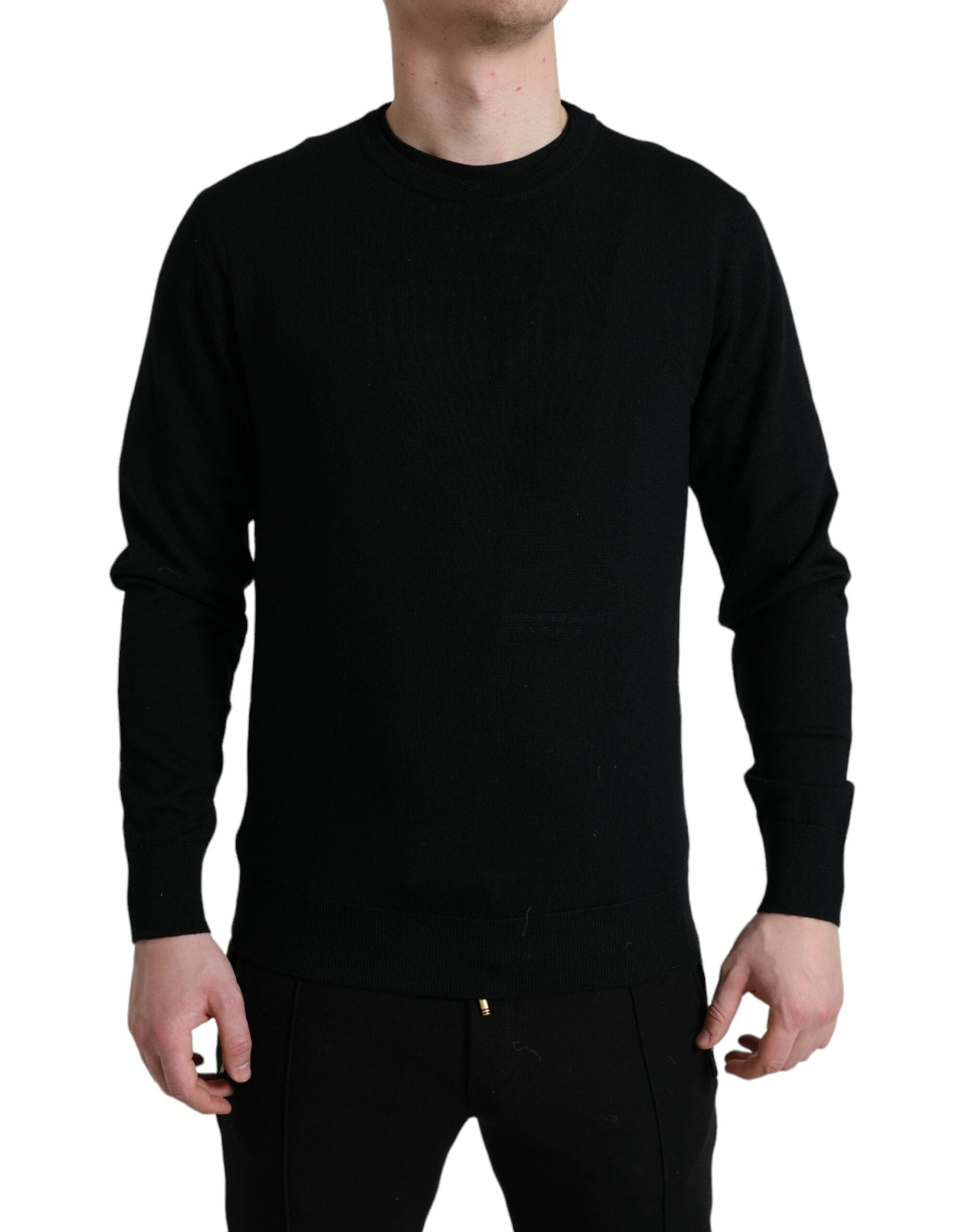Dolce & Gabbana Schwarzer Pullover mit Rundhalsausschnitt aus Wolle-1