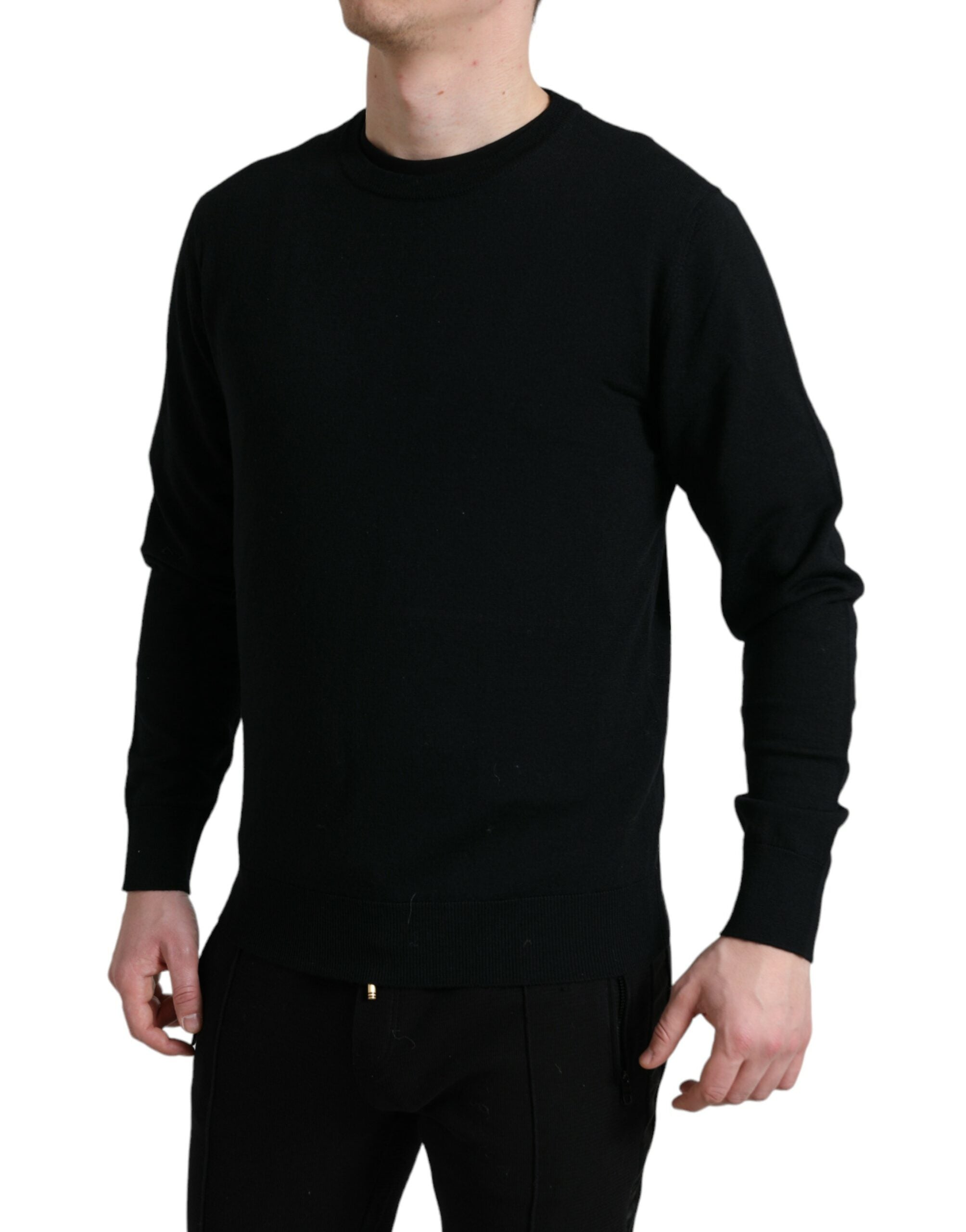 Dolce & Gabbana Schwarzer Pullover mit Rundhalsausschnitt aus Wolle-3