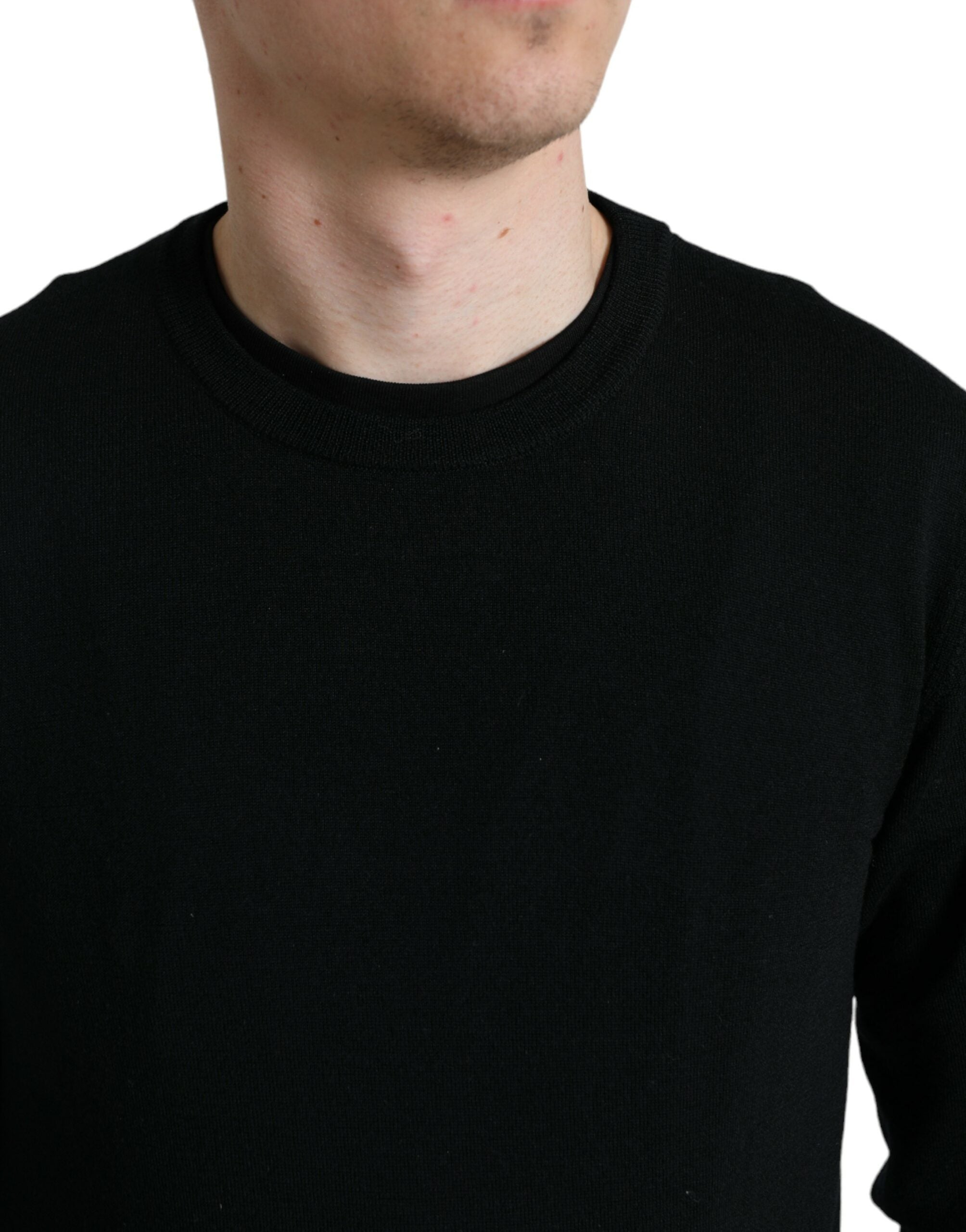 Dolce & Gabbana Schwarzer Pullover mit Rundhalsausschnitt aus Wolle-5