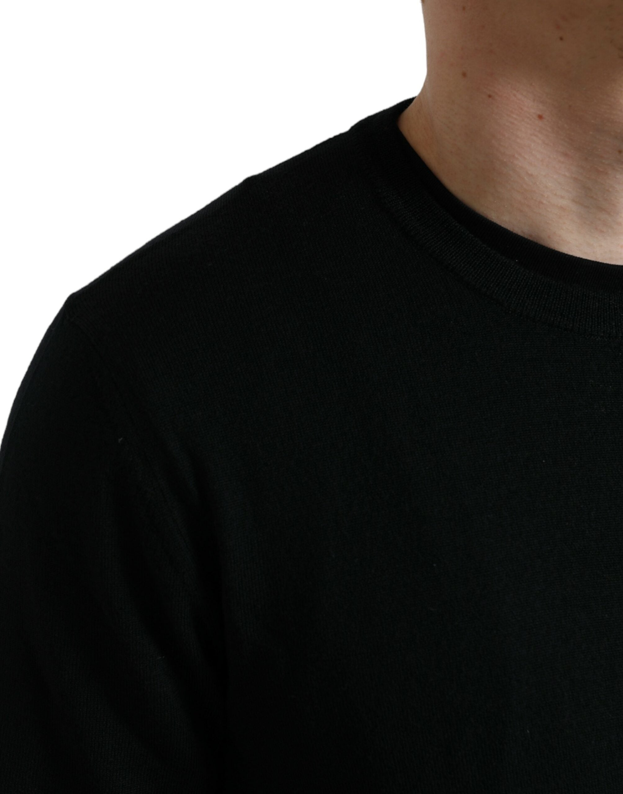 Dolce & Gabbana Schwarzer Pullover mit Rundhalsausschnitt aus Wolle-6