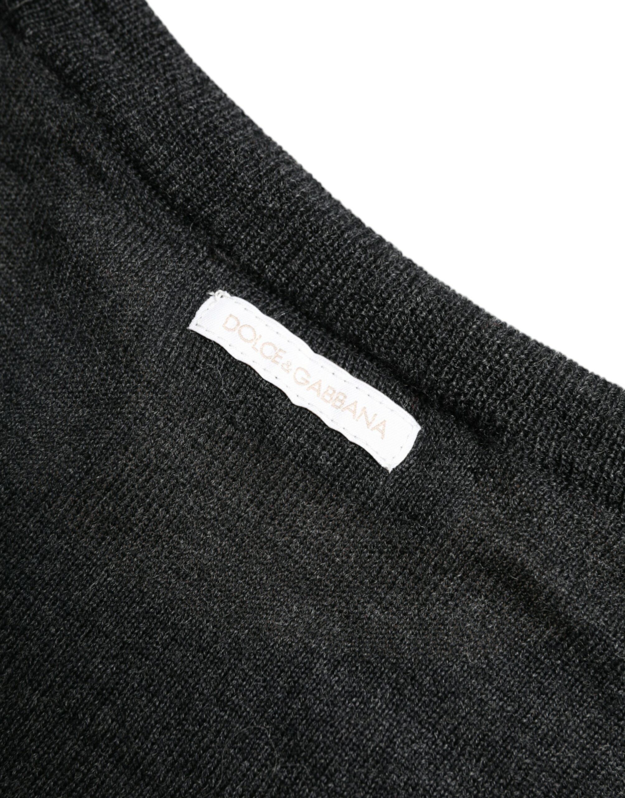 Suéter de lana gris con cuello redondo de Dolce & Gabbana-3