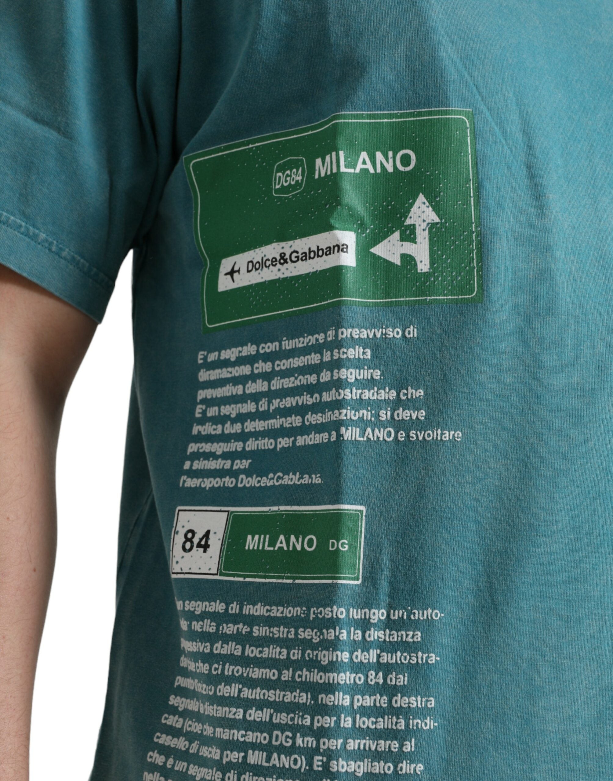 Dolce & Gabbana Blue Cotton Round Neck T-Shirt Milano Street-3