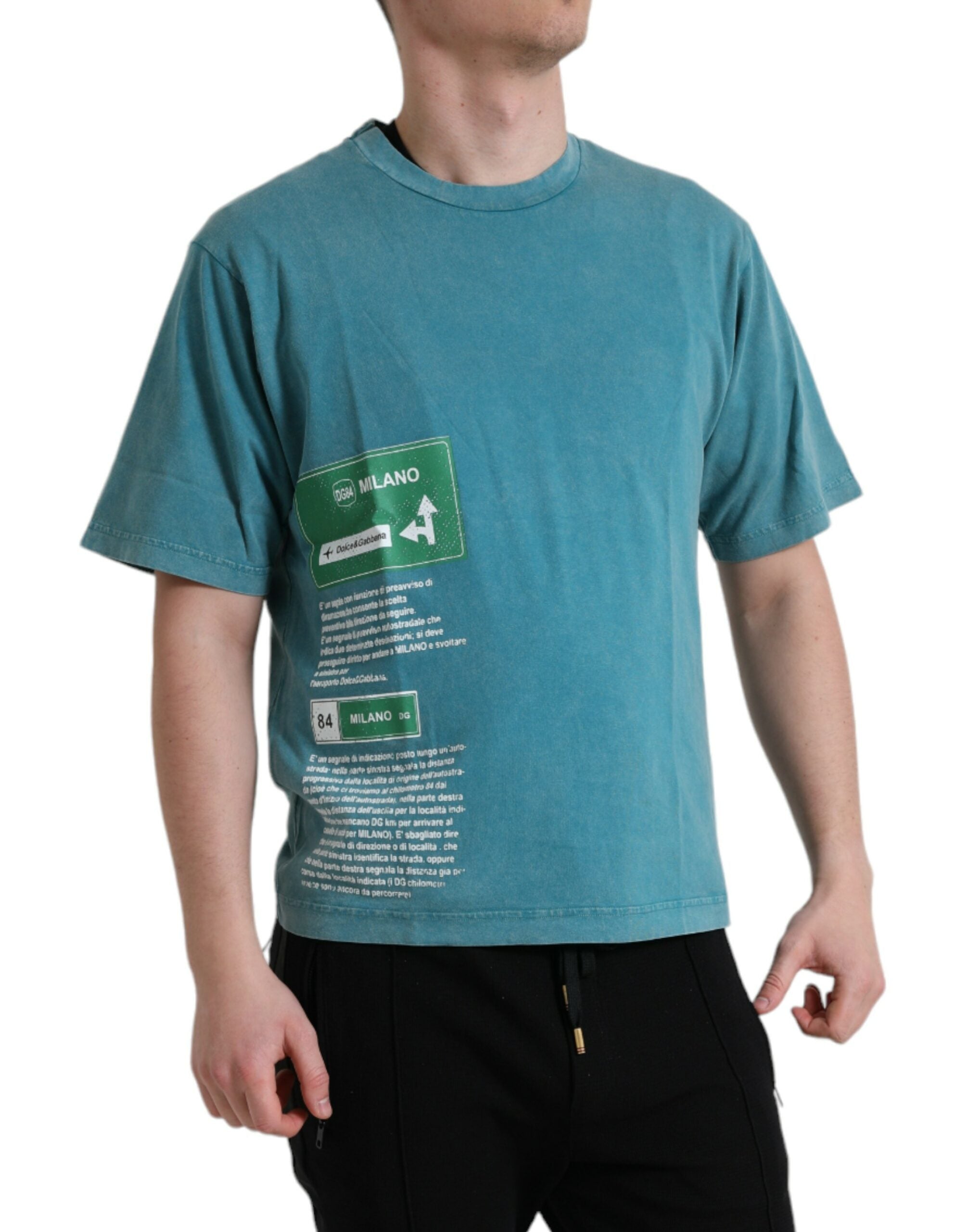 Dolce & Gabbana Blue Cotton Round Neck T-Shirt Milano Street-4