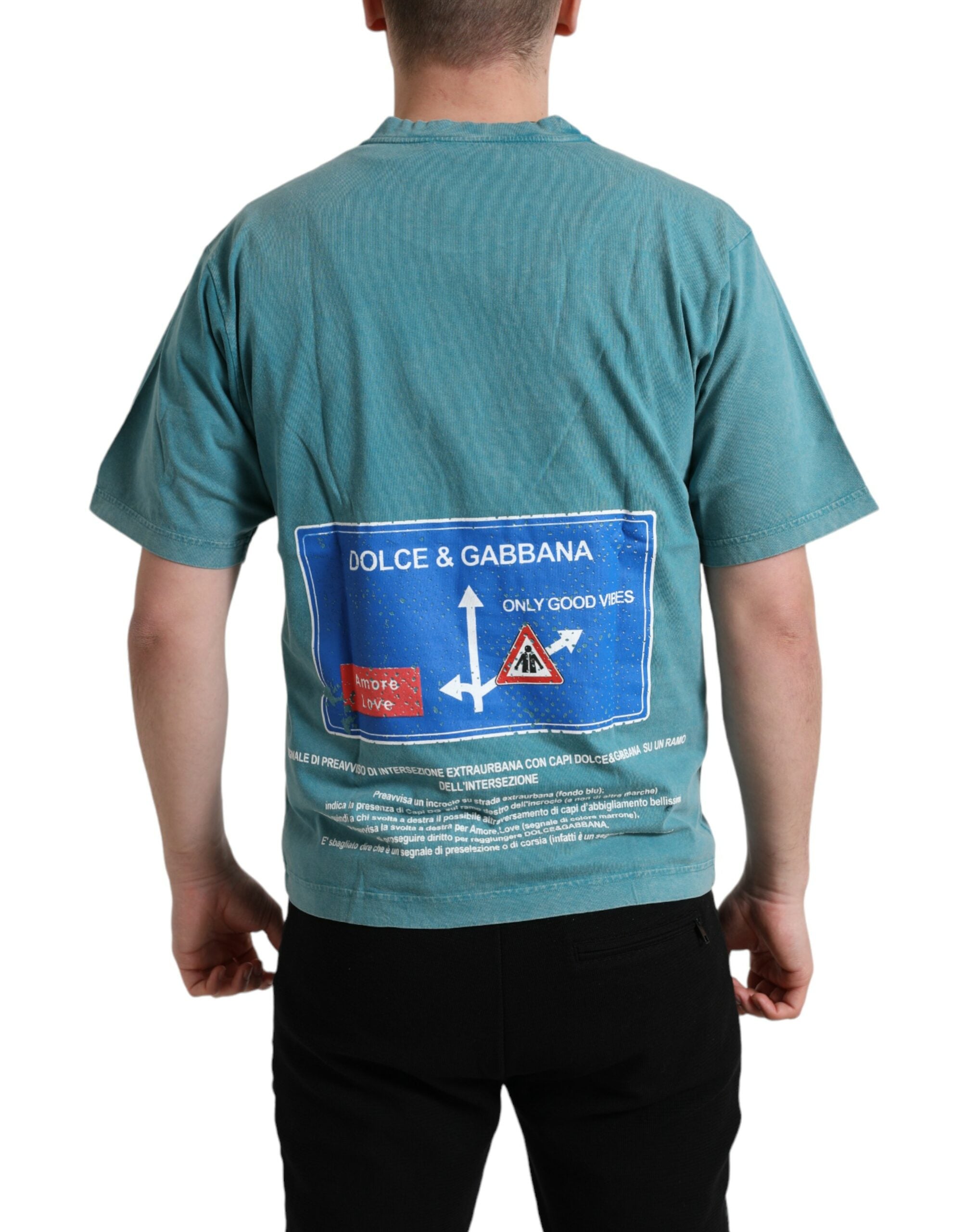 Dolce & Gabbana Blue Cotton Round Neck T-Shirt Milano Street-5