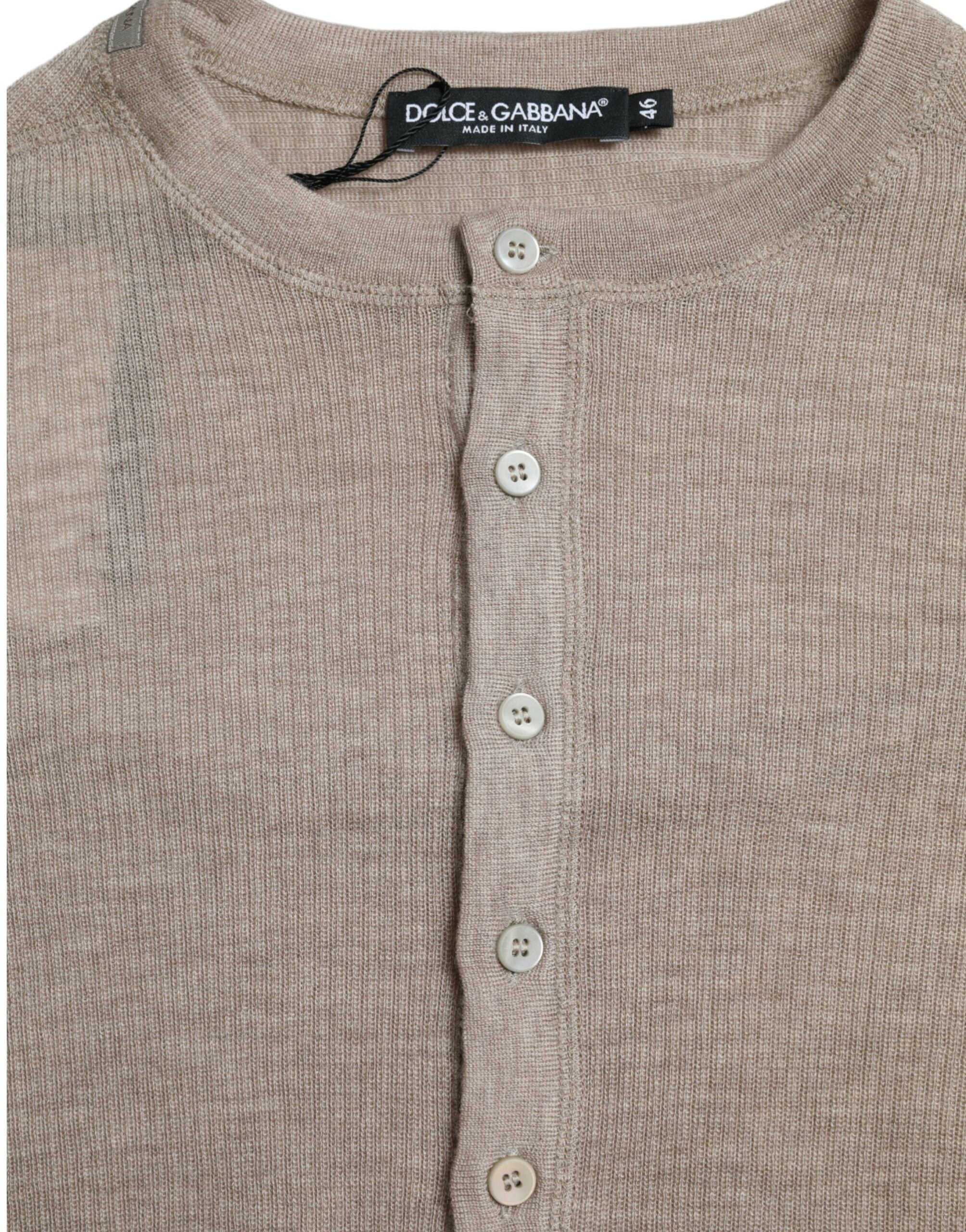 Dolce & Gabbana Henley Pullover Beige Kaschmirpullover-3