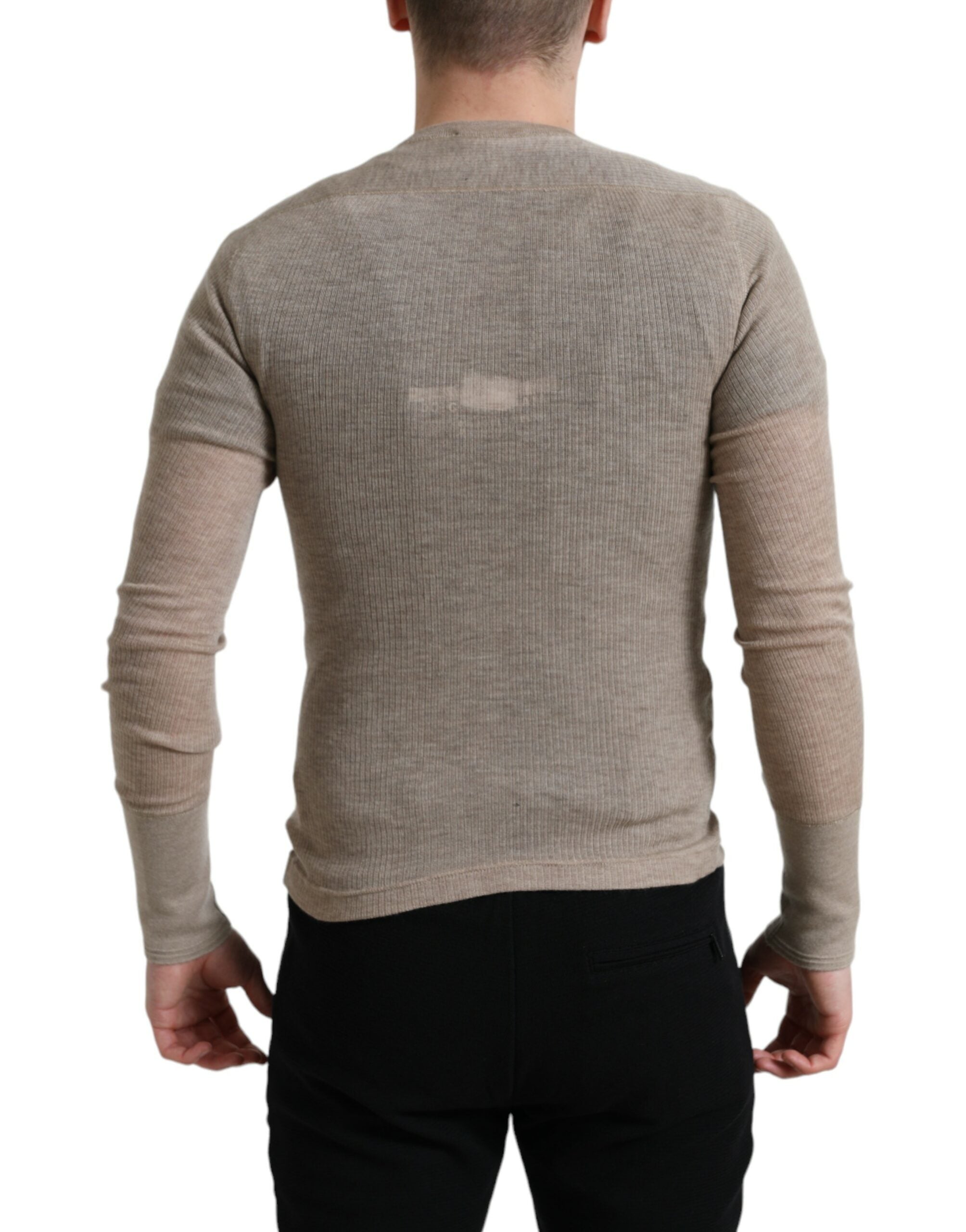 Dolce & Gabbana Henley Pullover Beige Kaschmirpullover-5