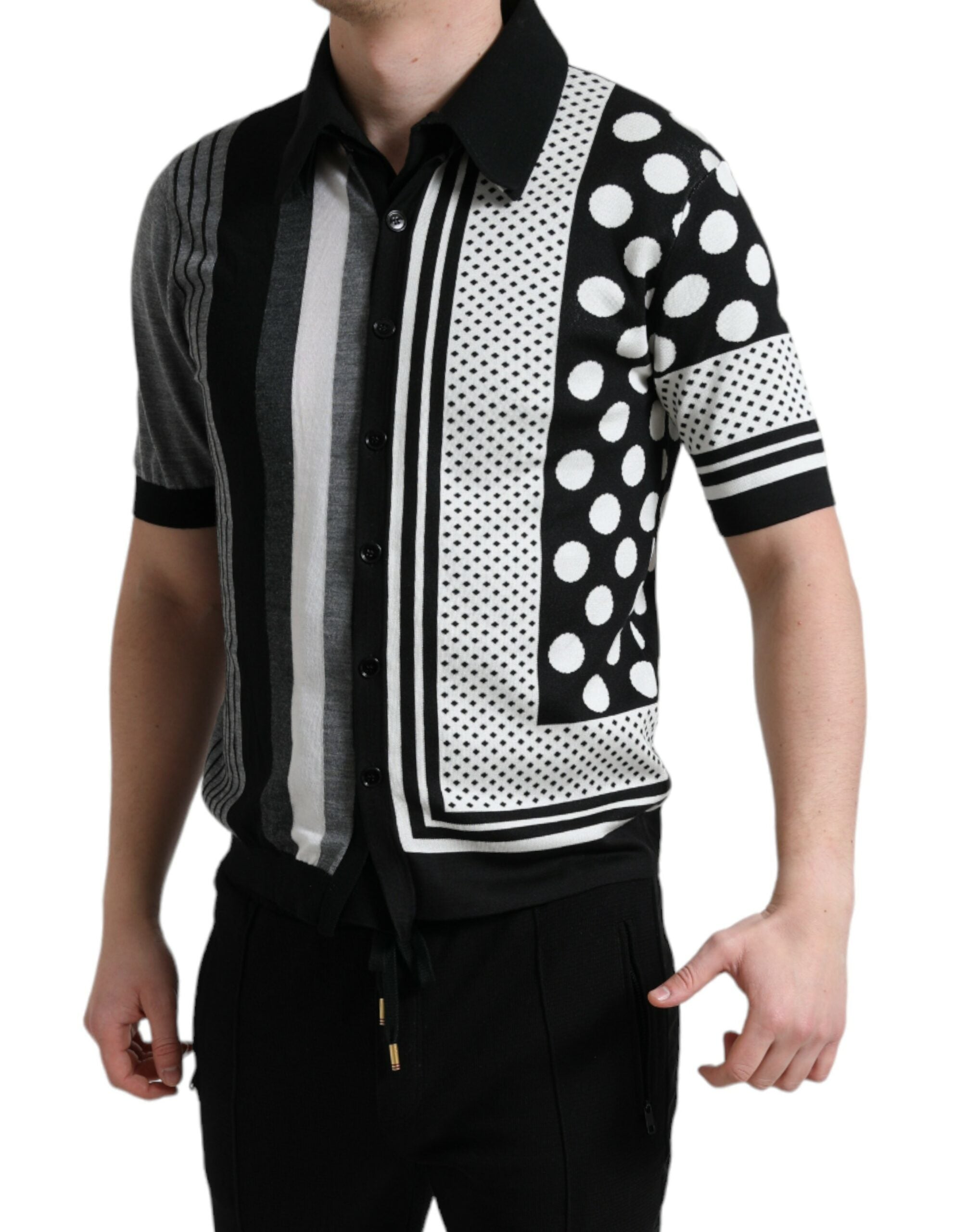 Dolce & Gabbana Schwarz Weiß Pullover Strickjacke Polo Pullover-3