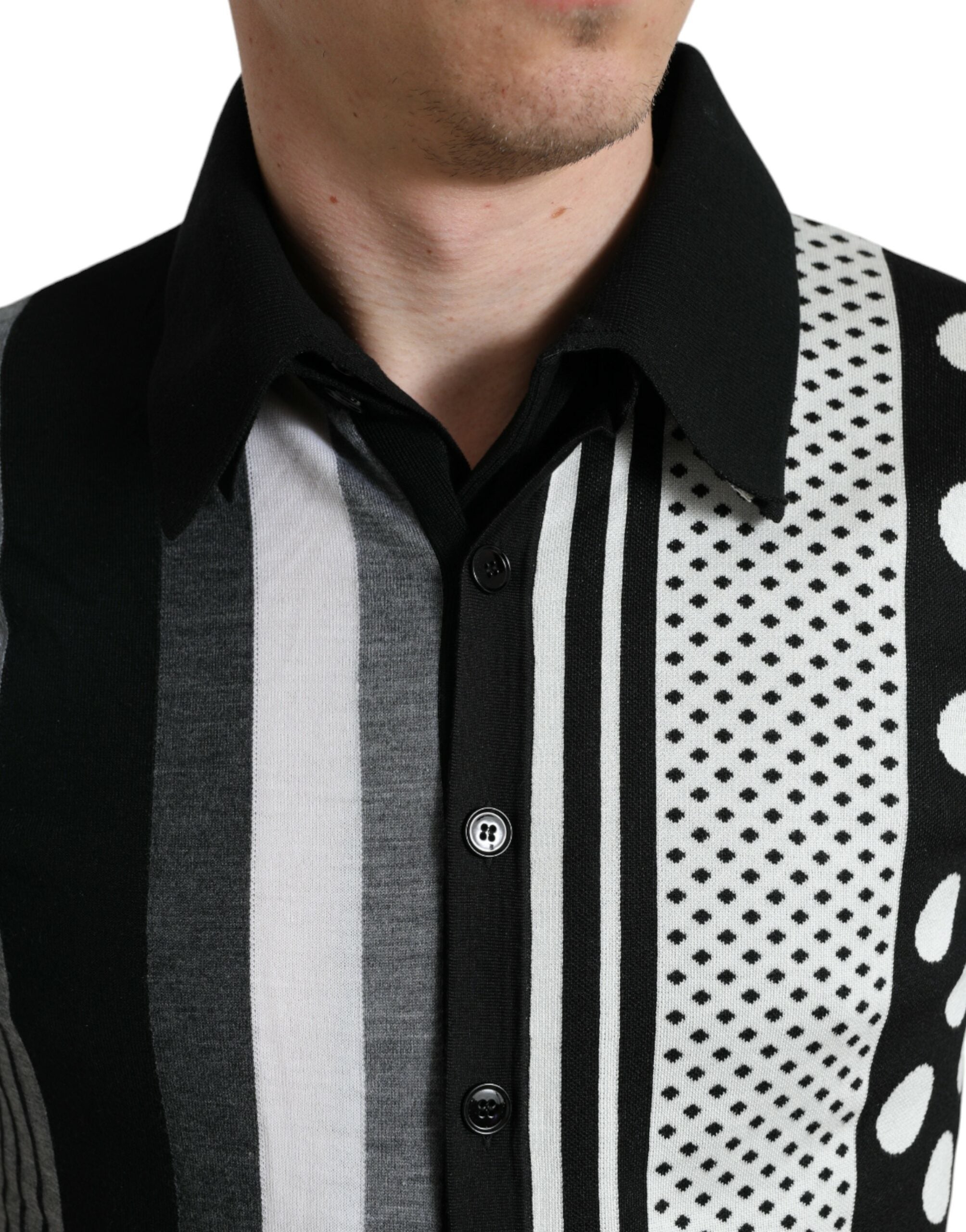 Dolce & Gabbana Schwarz Weiß Pullover Strickjacke Polo Pullover-5
