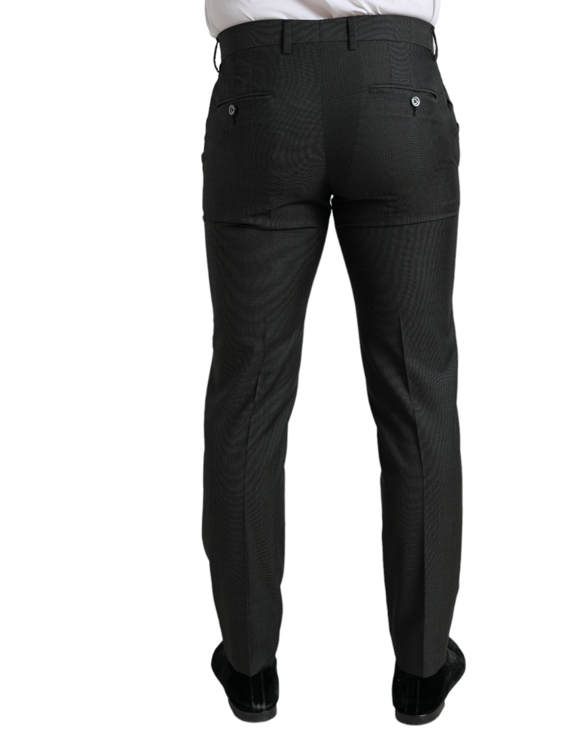 Pantalones formales ajustados elásticos gris oscuro de Dolce & Gabbana-2