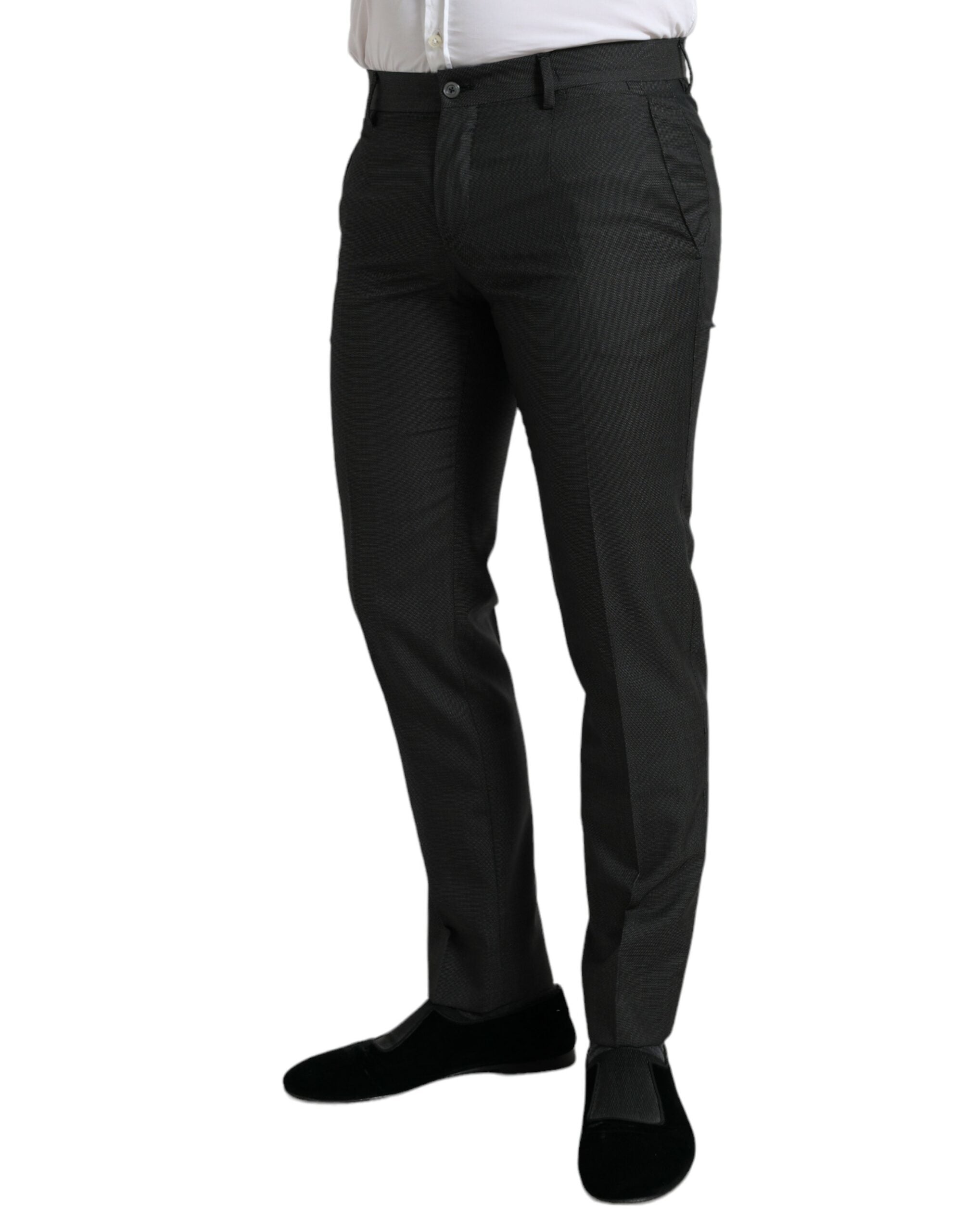 Pantalones formales ajustados elásticos gris oscuro de Dolce & Gabbana-3