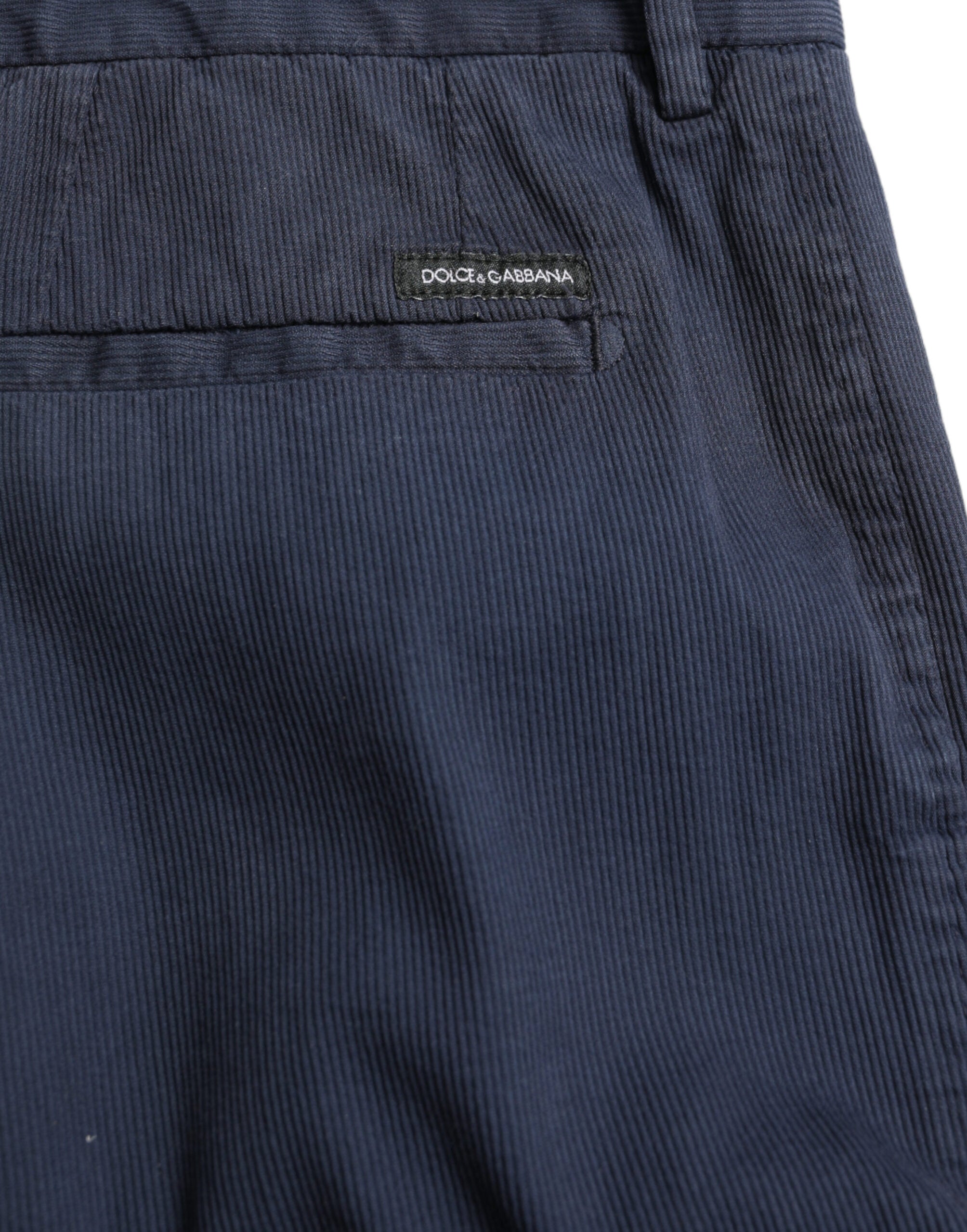 Dolce & Gabbana dark blue cotton stretch trousers with a slim fit-5