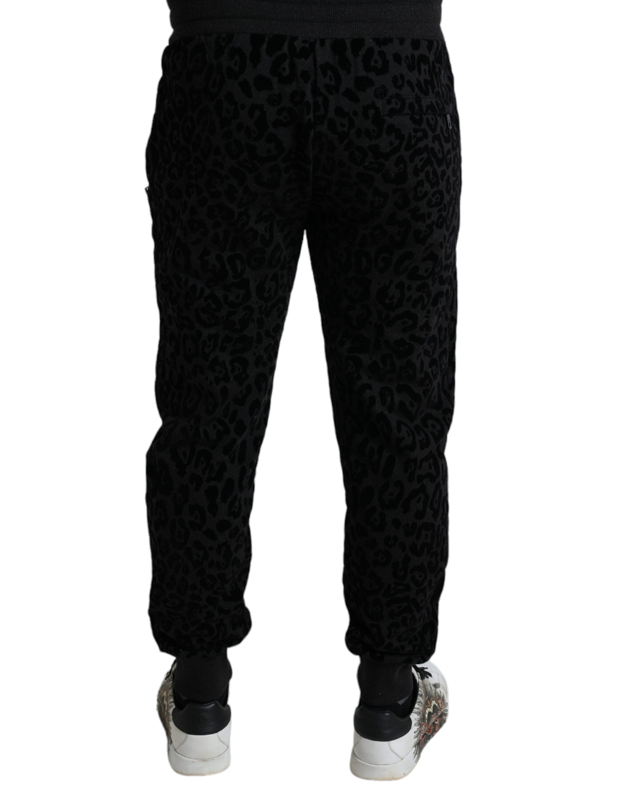 Dolce & Gabbana Black Leopard Cotton Slim Fit Jogger Pants-2