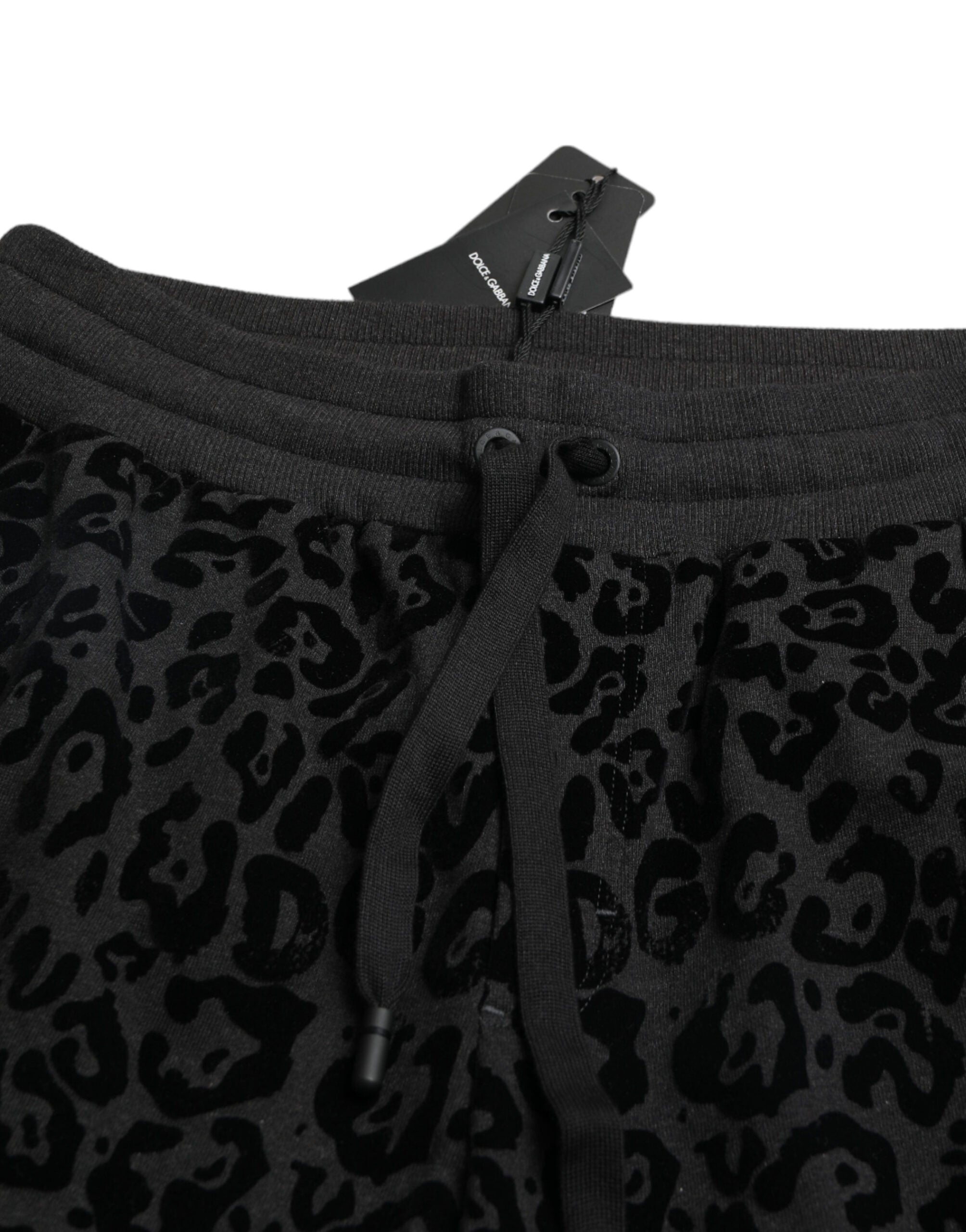 Dolce & Gabbana Black Leopard Cotton Slim Fit Jogger Pants-4