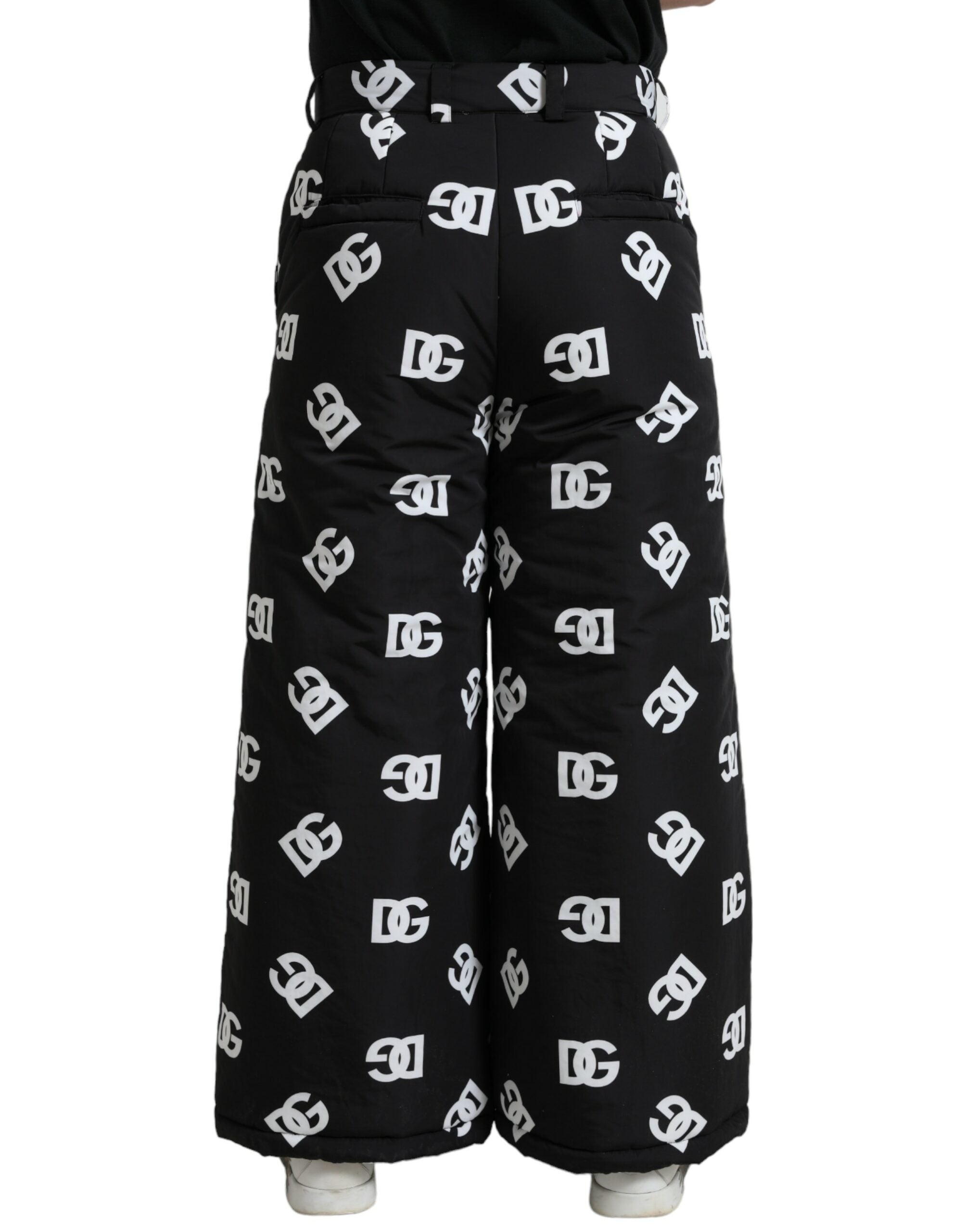 Dolce & Gabbana Schwarze Logo DG Print Hose mit weitem Bein-3