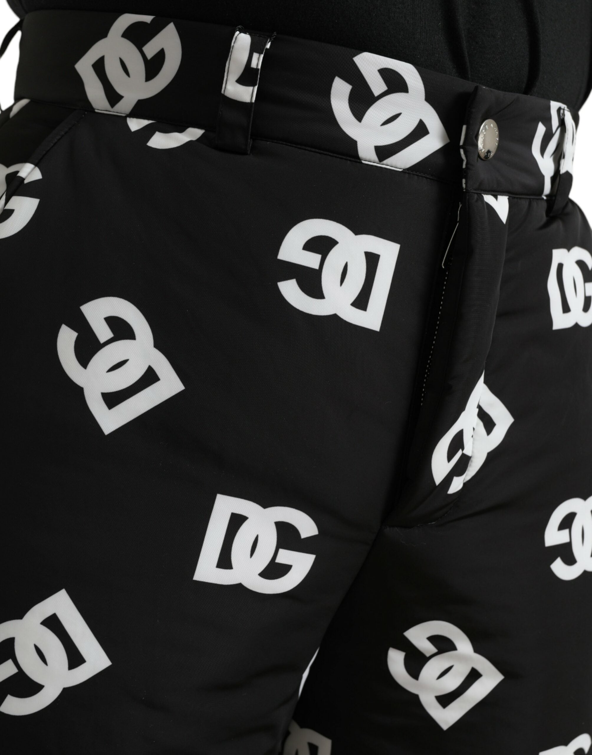 Dolce & Gabbana Schwarze Logo DG Print Hose mit weitem Bein-4
