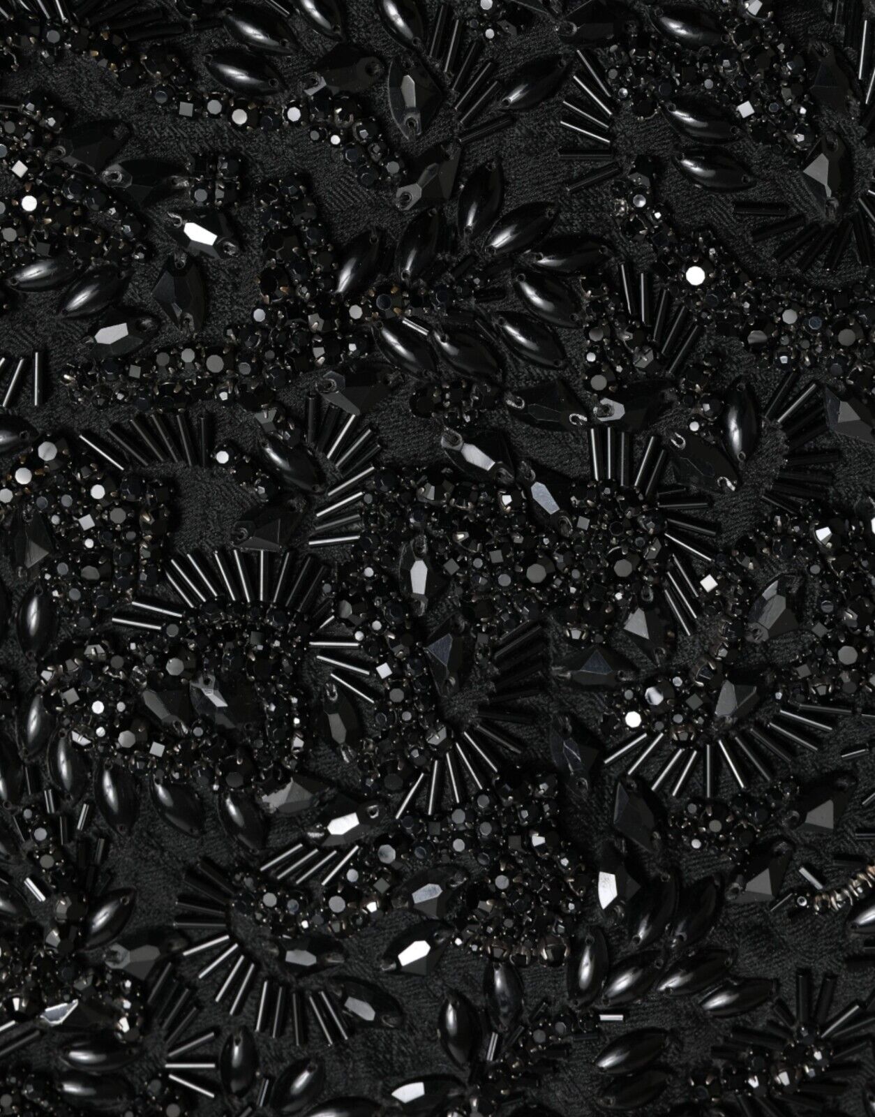 Dolce & Gabbana Black Crystal Handmade Knee Pencil Skirt-6