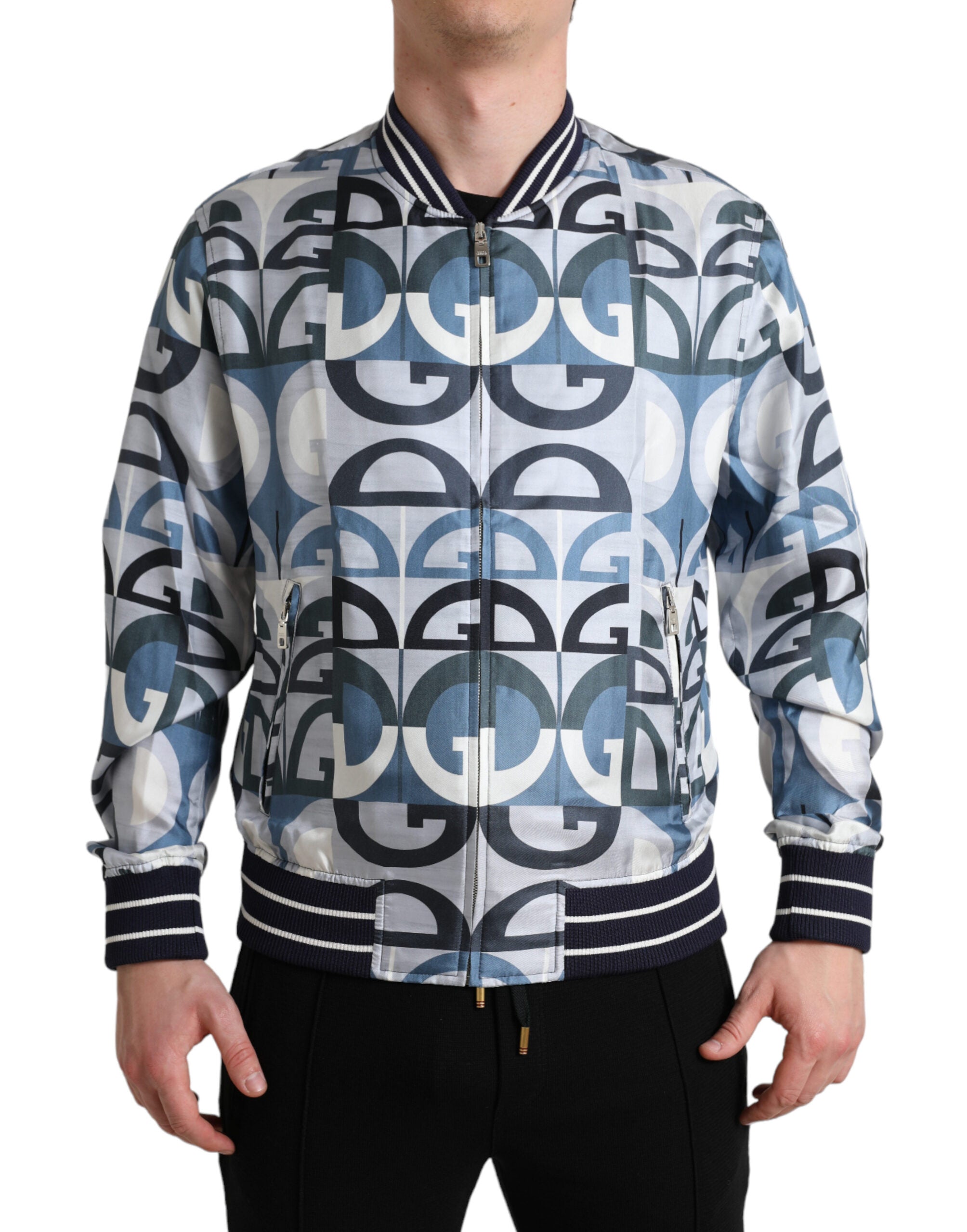 Dolce & Gabbana multicoloured bomber blouson jacket with logo print