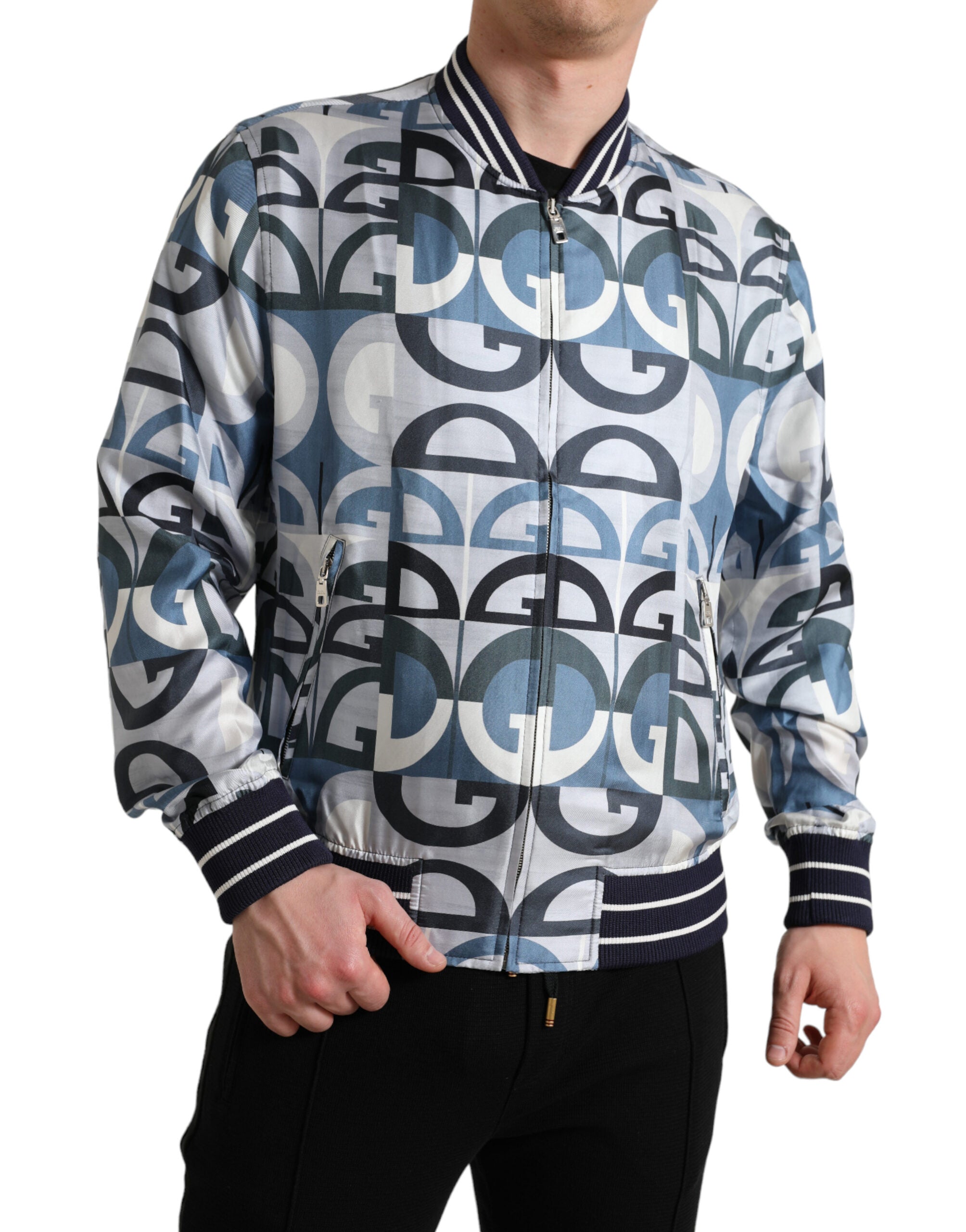 Chaqueta bomber multicolor con estampado de logotipo de Dolce & Gabbana-3