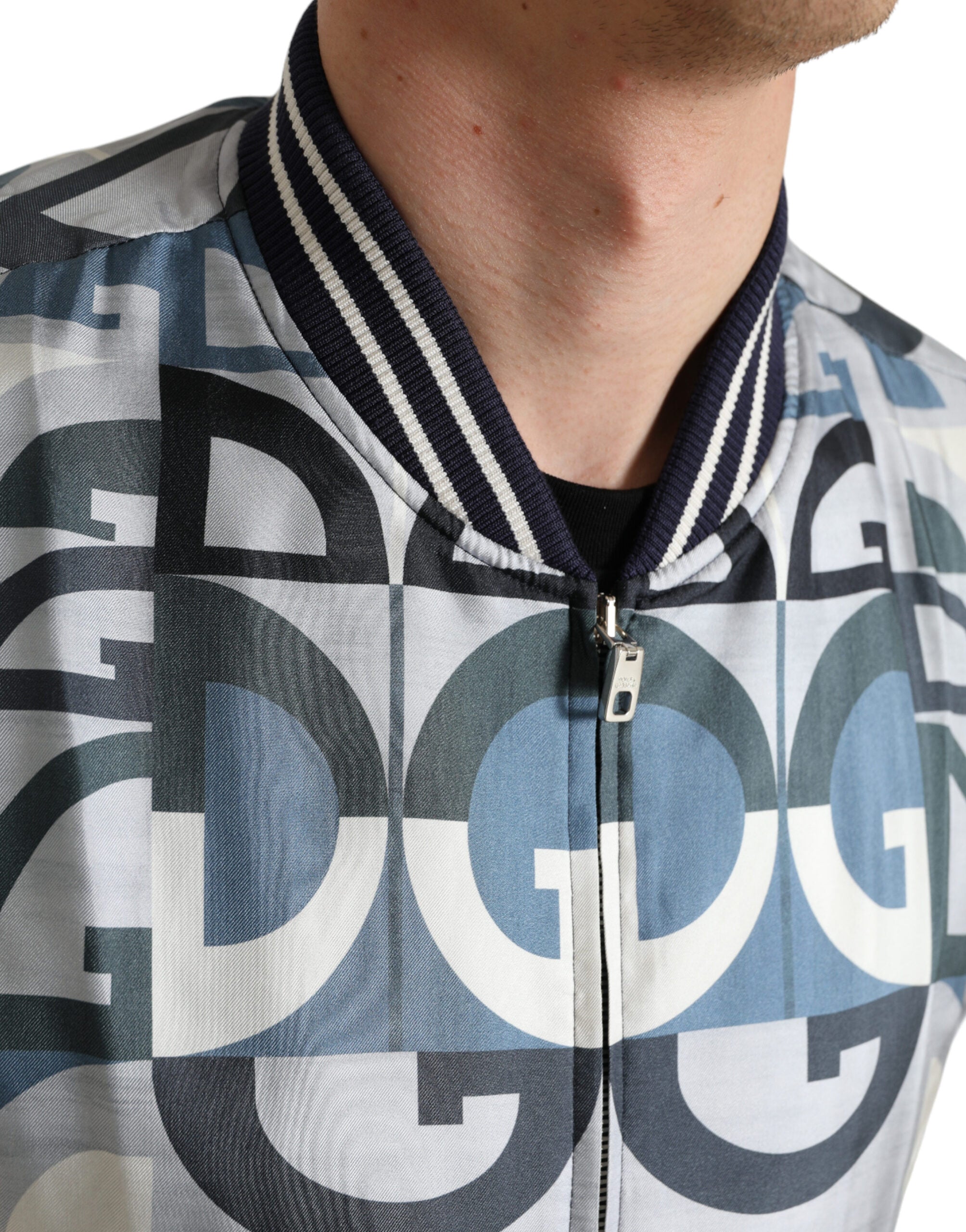 Chaqueta bomber multicolor con estampado de logotipo de Dolce & Gabbana-4