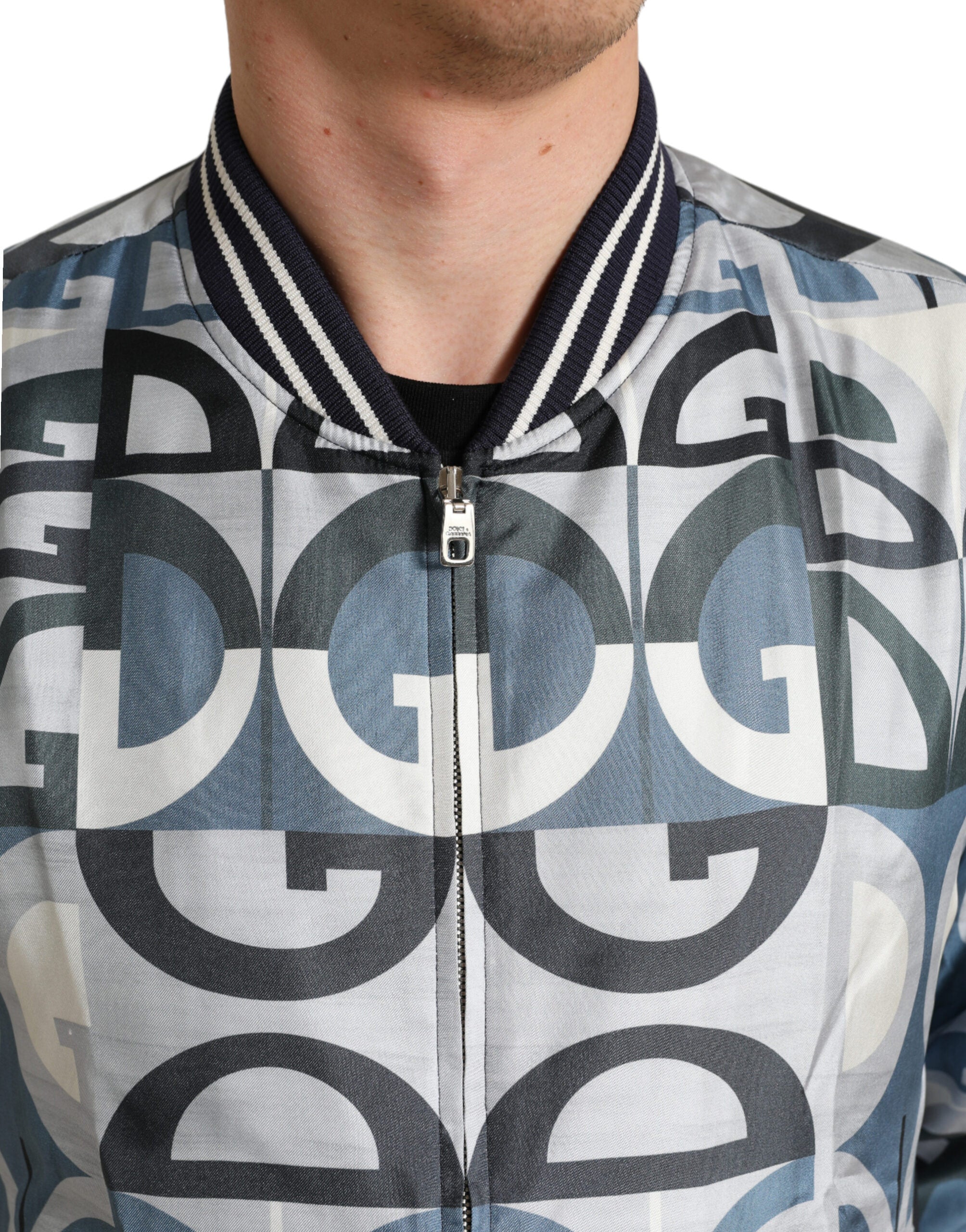 Chaqueta bomber multicolor con estampado de logotipo de Dolce & Gabbana-5