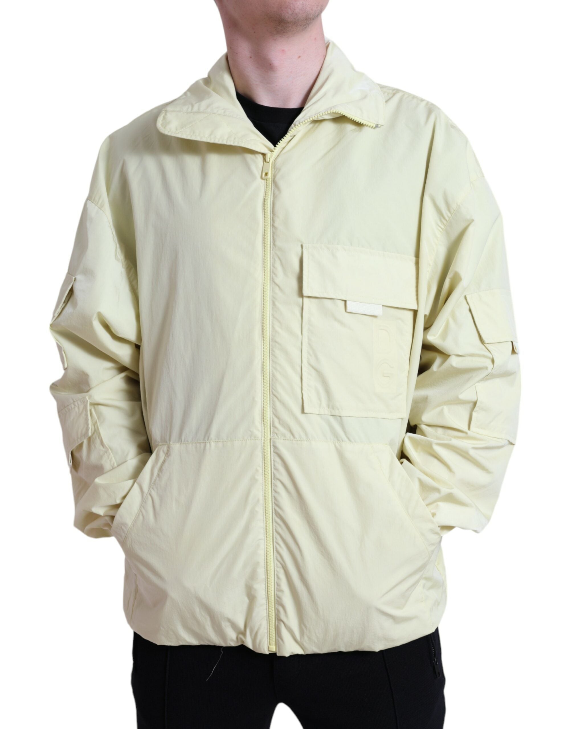 Dolce & Gabbana Yellow Nylon Parka Jacket with Full Zip