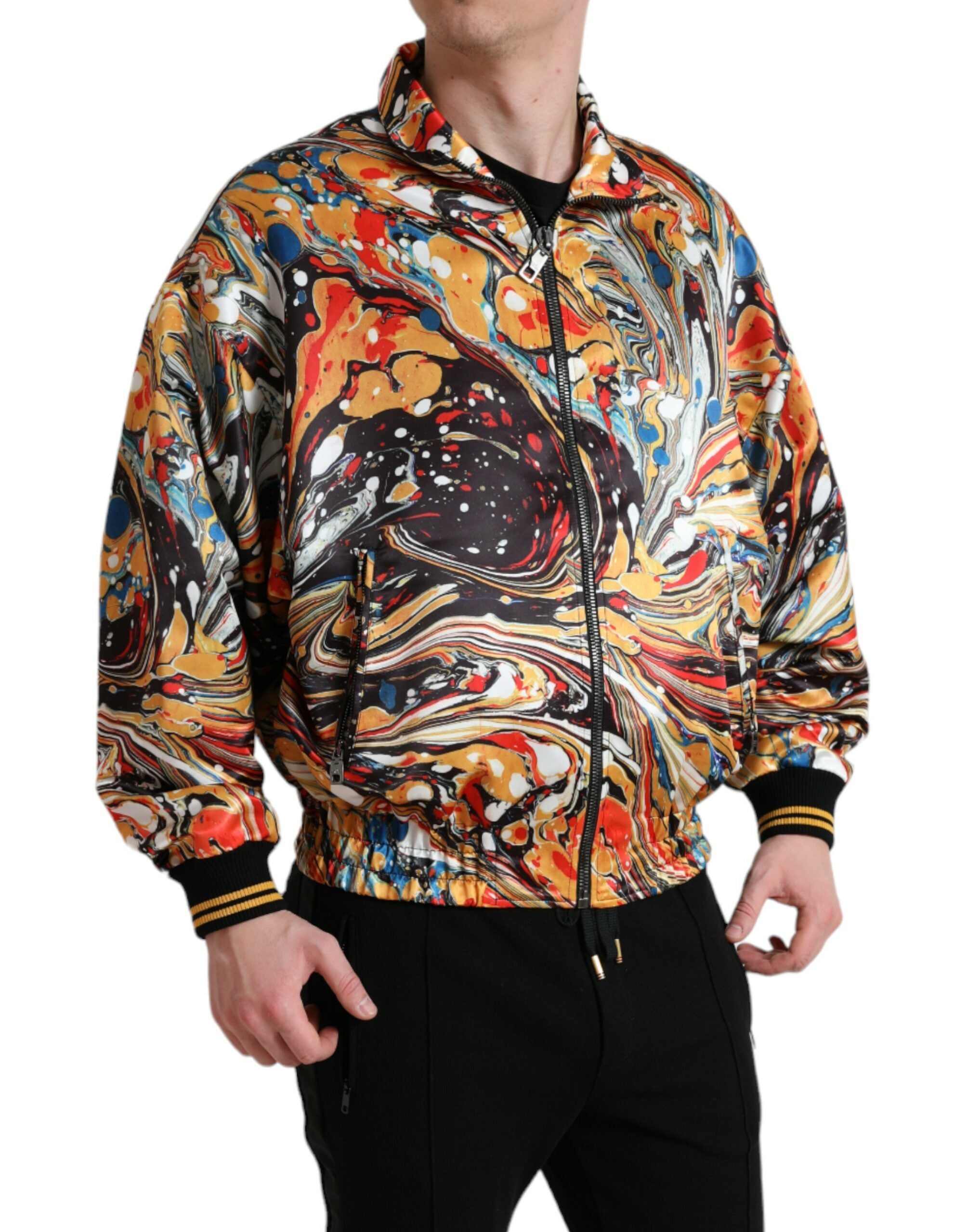Dolce & Gabbana Multicolored Abstract Polyester Bomber Jacket