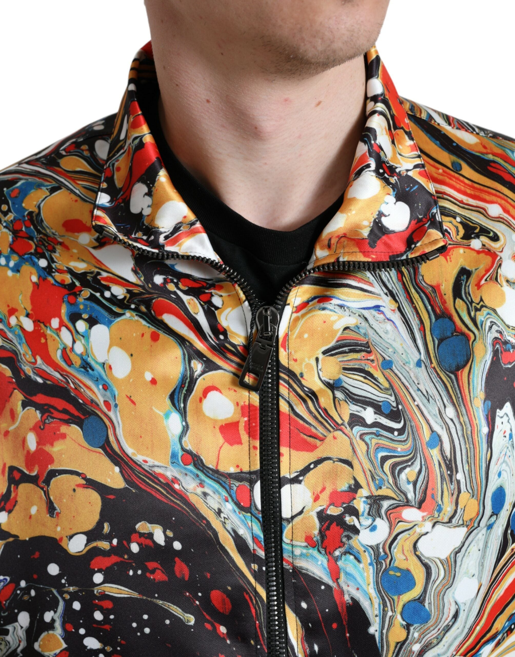 Dolce & Gabbana Multicolored Abstract Polyester Bomber Jacket-4