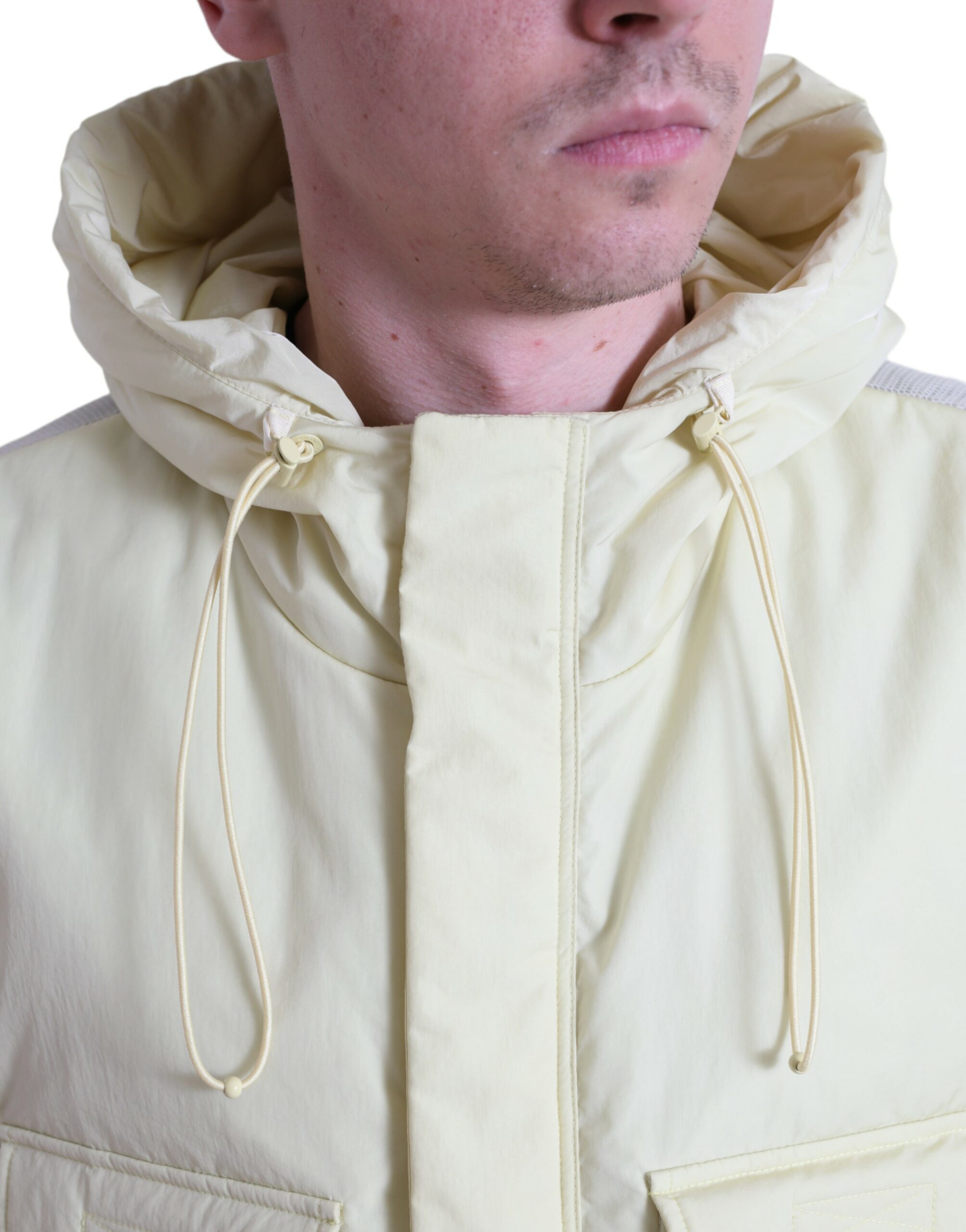 Dolce & Gabbana Yellow Nylon Hooded Vest Sportswear Vest Jacket-4