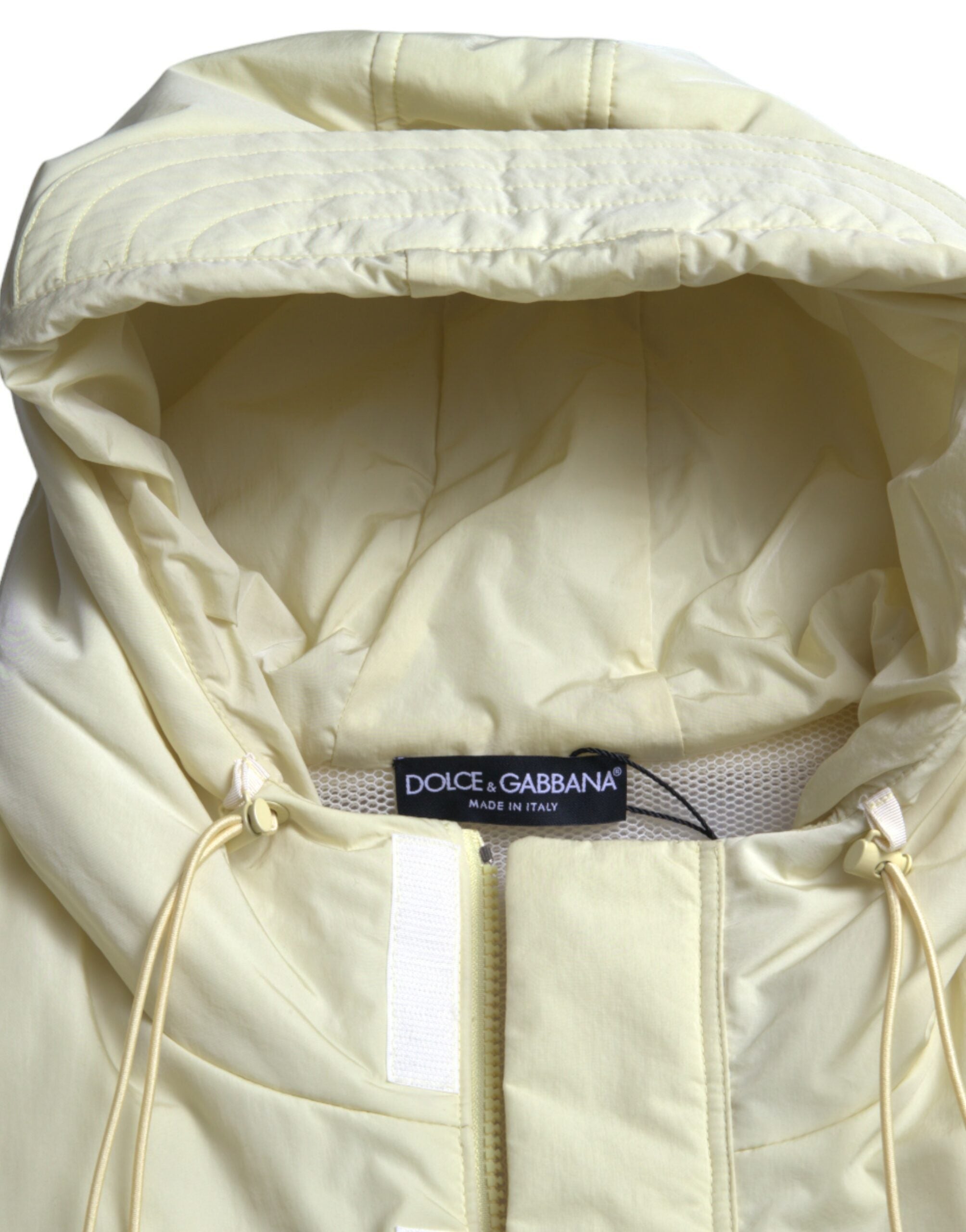 Dolce & Gabbana Yellow Nylon Hooded Vest Sportswear Vest Jacket-6
