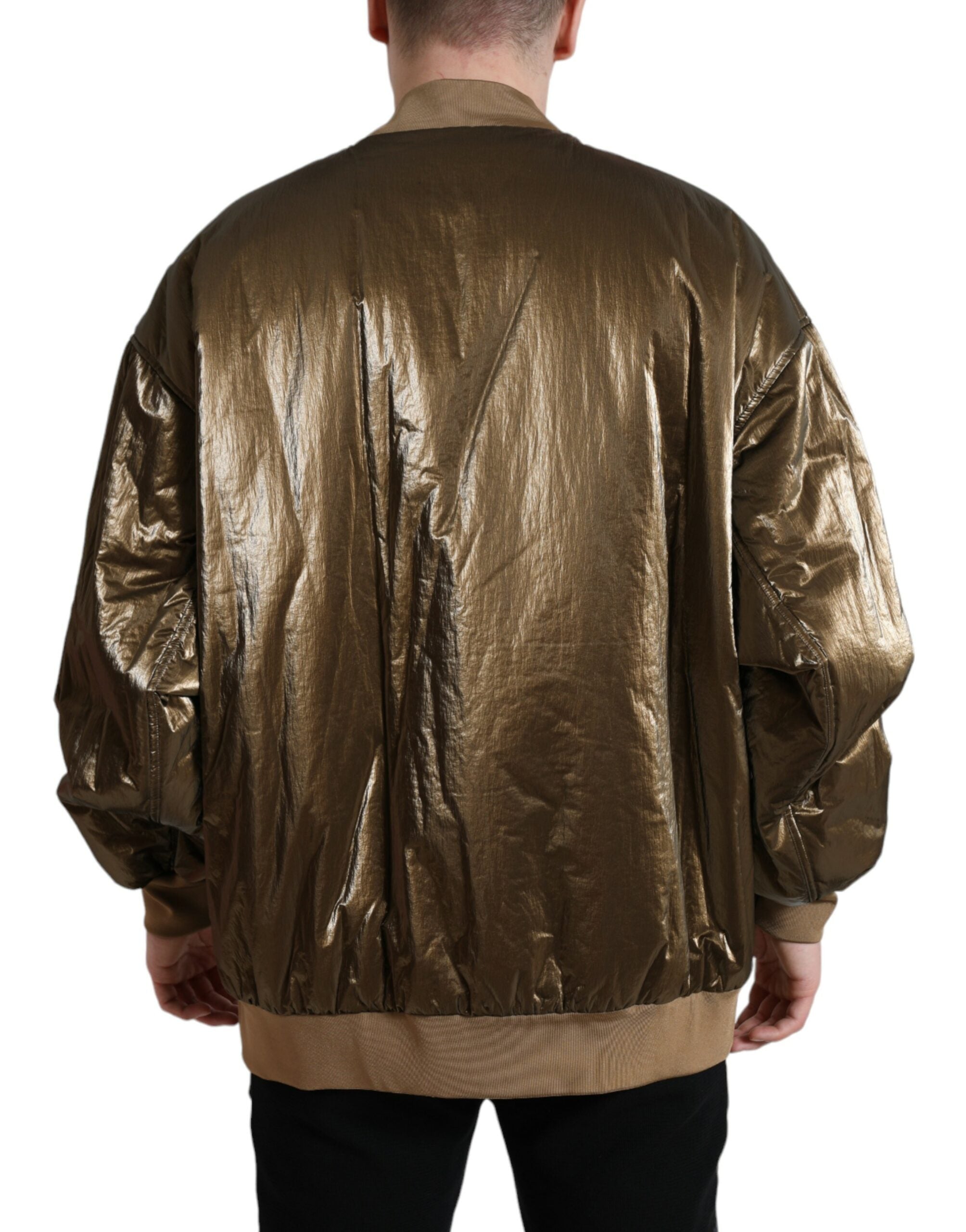 Chaqueta bomber de nailon con cremallera completa y color bronce de Dolce & Gabbana para hombre-3