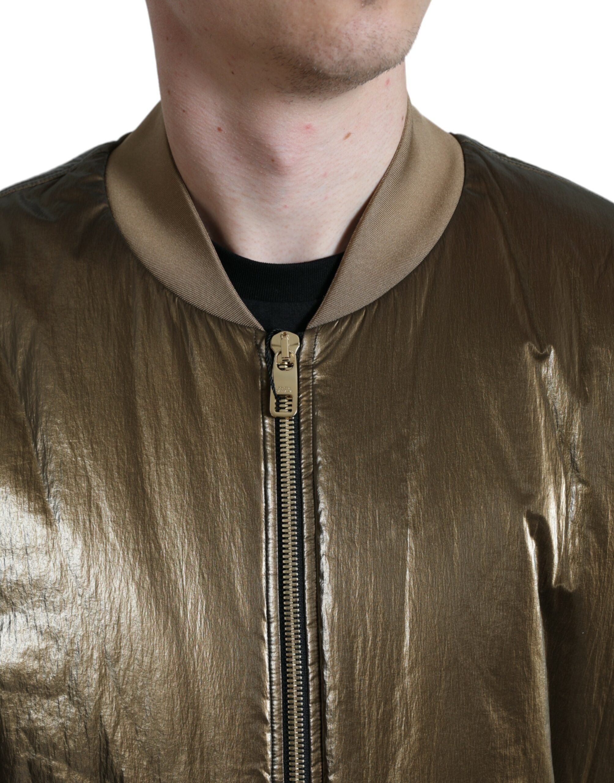 Chaqueta bomber de nailon con cremallera completa y color bronce de Dolce & Gabbana para hombre-4