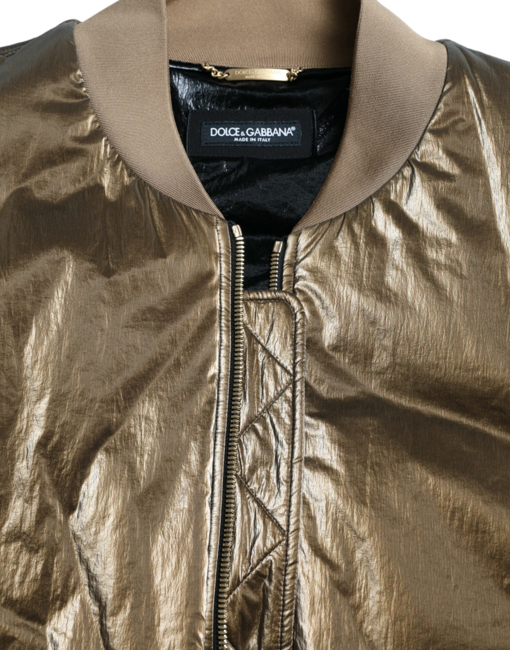 Chaqueta bomber de nailon con cremallera completa y color bronce de Dolce & Gabbana para hombre-7