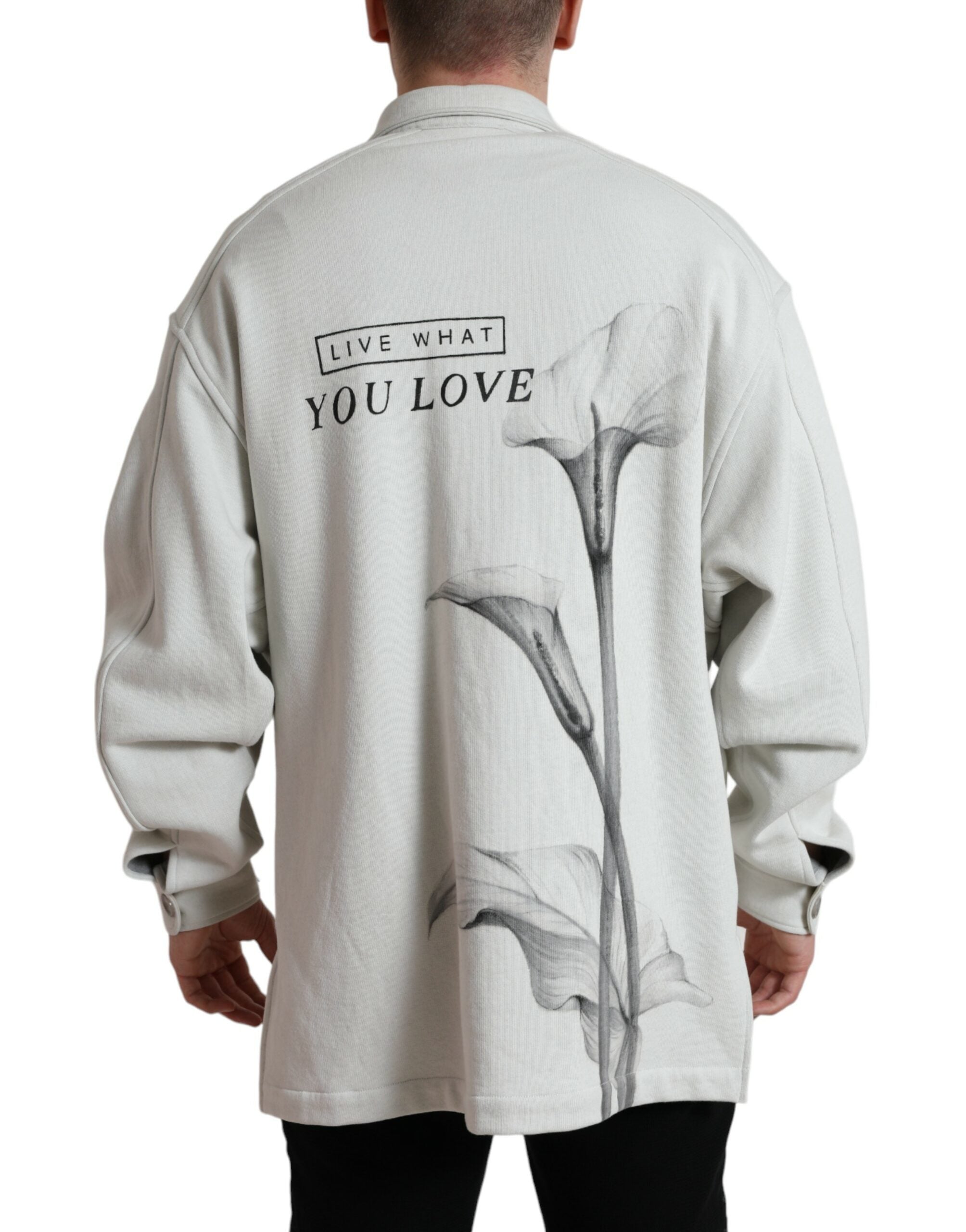 Abrigo de algodón gris con cuello y tapeta de botones de Dolce & Gabbana-3