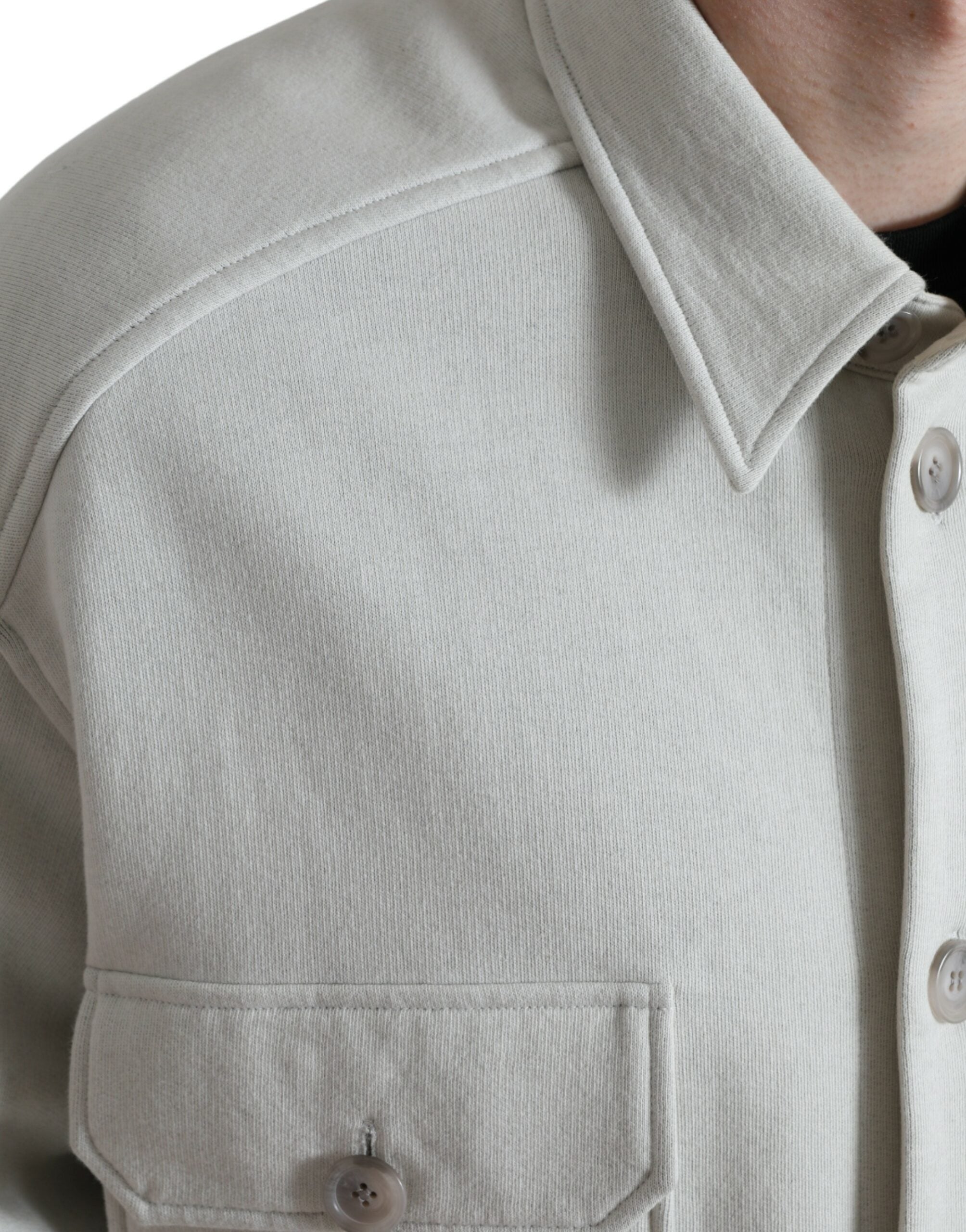 Abrigo de algodón gris con cuello y tapeta de botones de Dolce & Gabbana-5