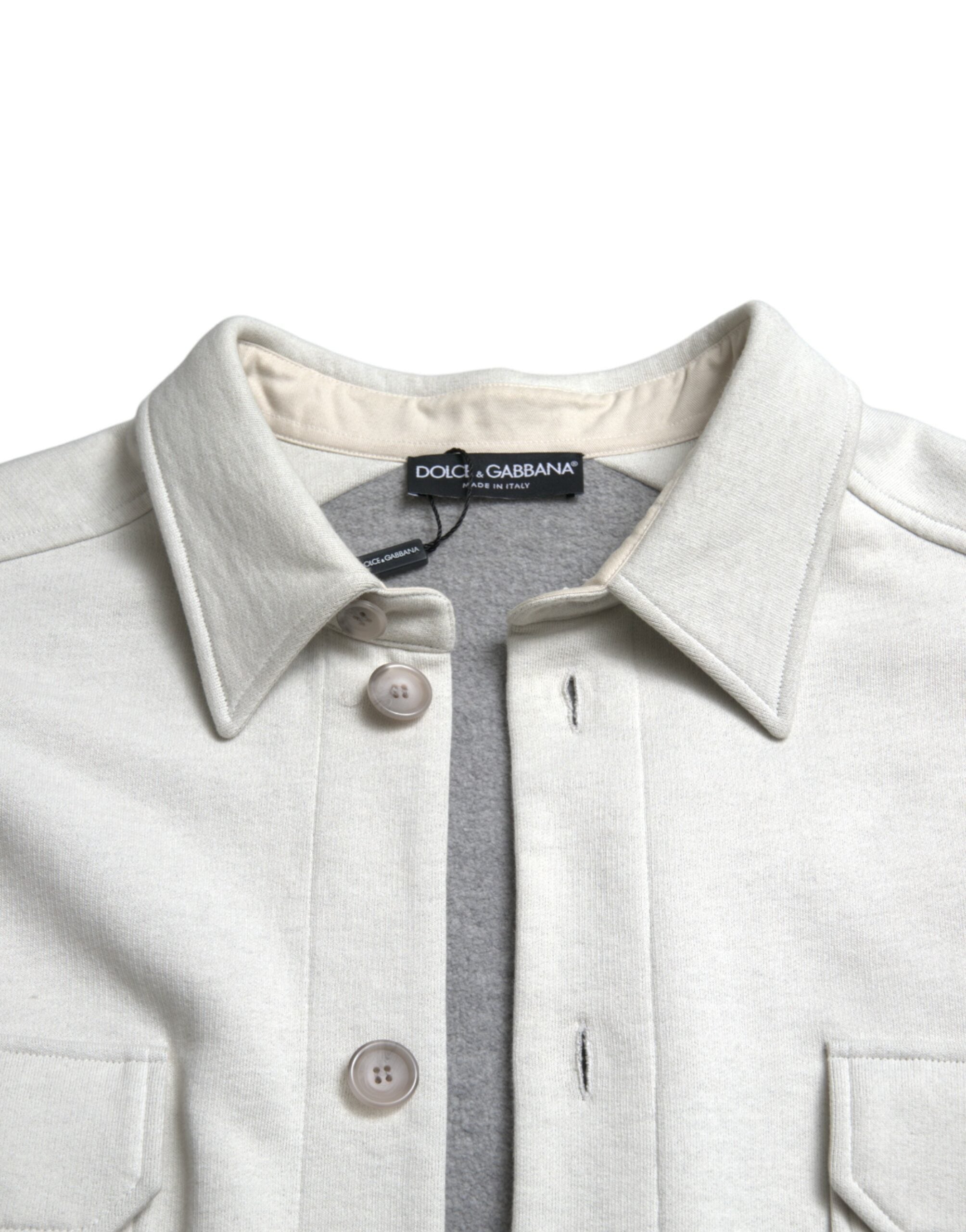Abrigo de algodón gris con cuello y tapeta de botones de Dolce & Gabbana-7