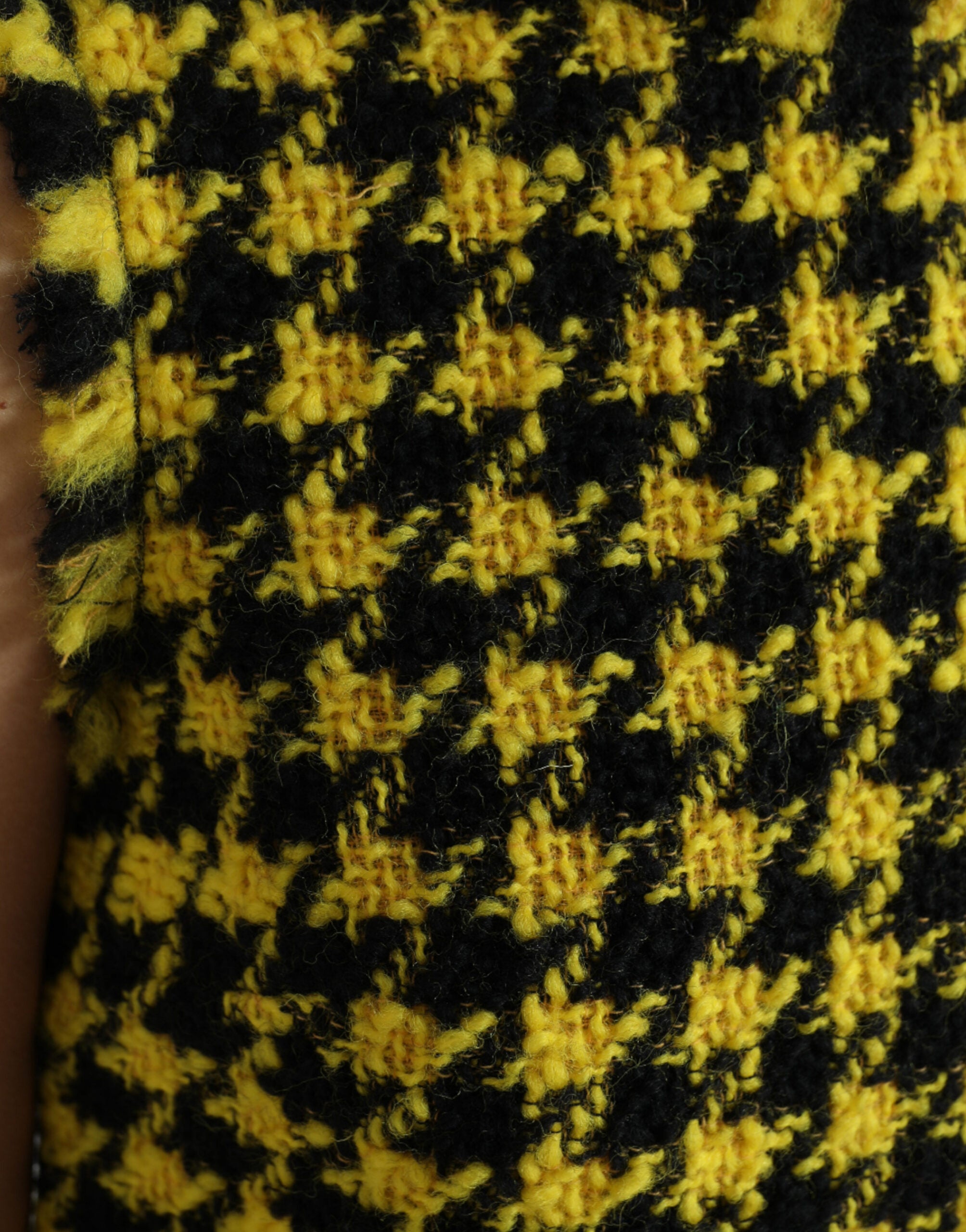 Dolce & Gabbana Yellow sleeveless A-line mini dress with houndstooth pattern-4