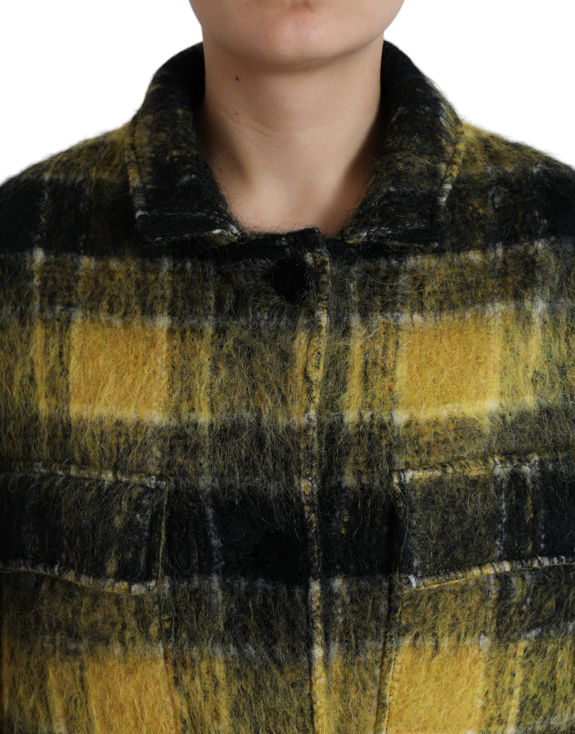 Dolce & Gabbana Yellow Check Long Sleeve Casual Coat Jacket-4
