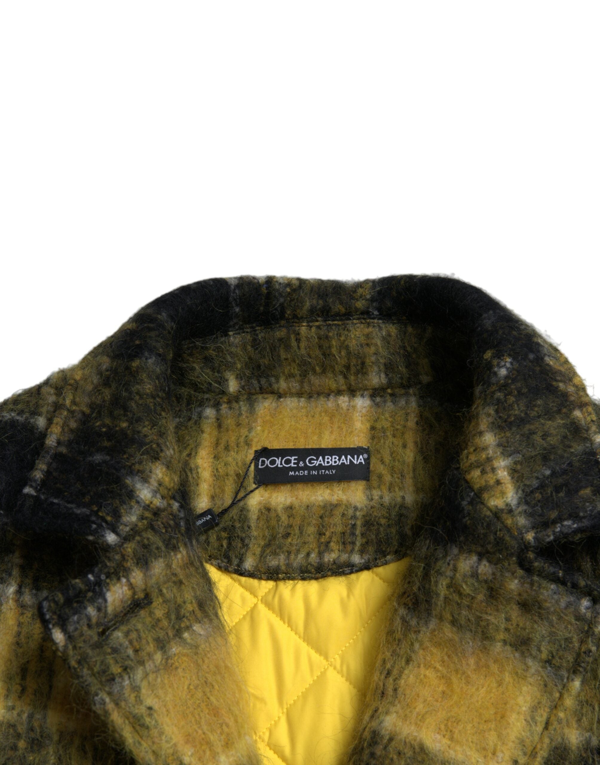 Dolce & Gabbana Yellow Check Long Sleeve Casual Coat Jacket-7