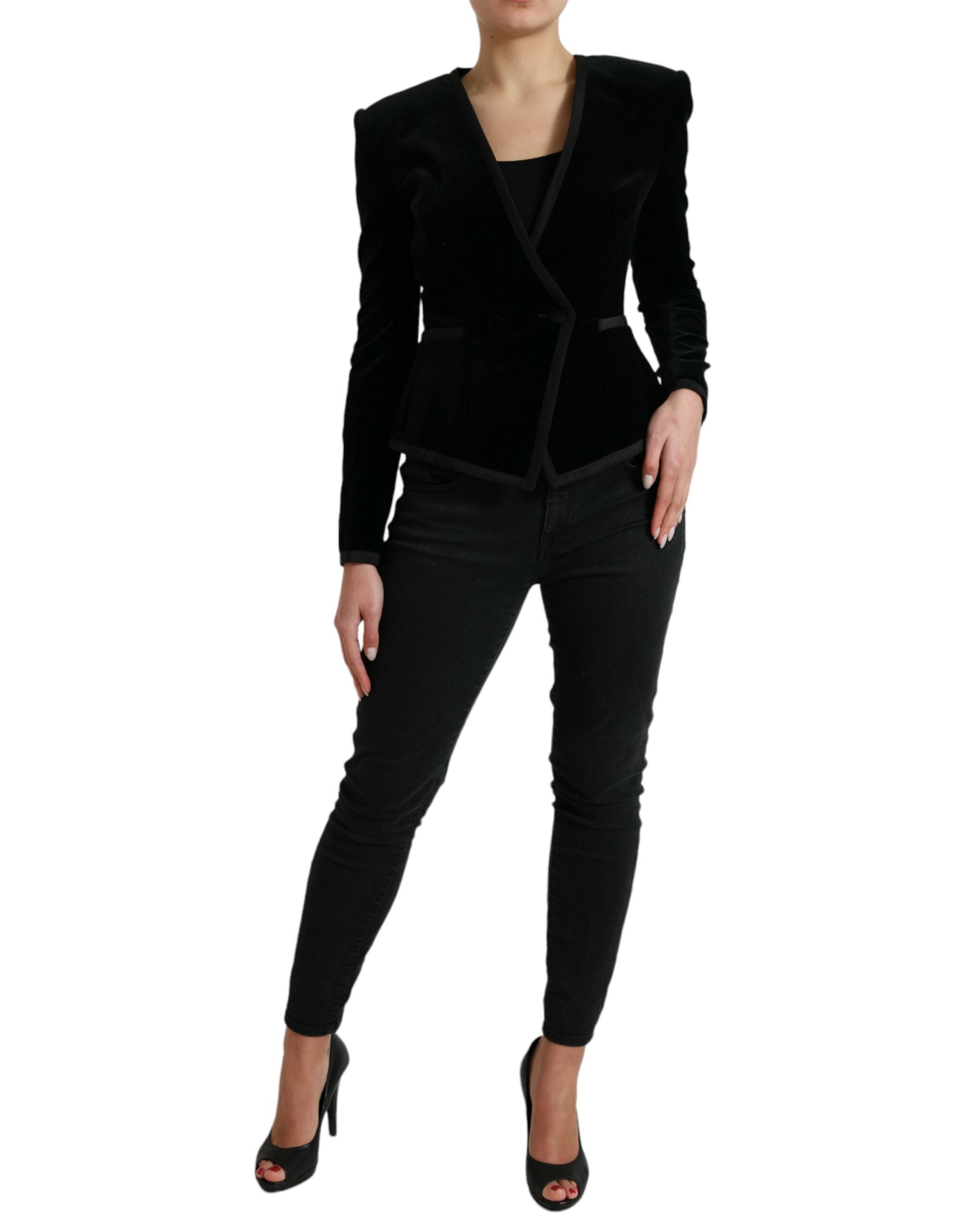 Chaqueta cruzada de Dolce & Gabbana en terciopelo de algodón negro-2
